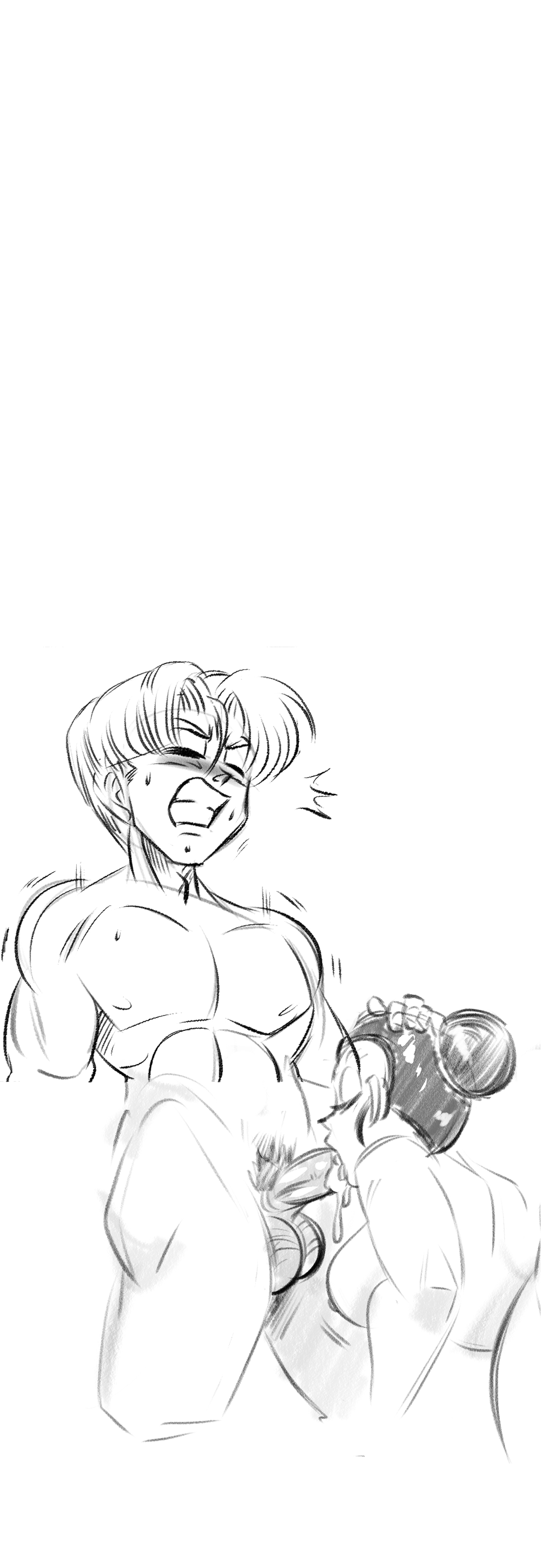 1boy, 1boy1girl, 1girl, age difference, big ass, big breasts, chichi, cum, cum in mouth, dragon ball, dragon ball z, empty space, friends mother, friends son, funsexydragonball, hair bun, milf, muscular, muscular male, older female, older female and younger male, oral, sex, sketch, sons friend, tagme, trunks (dragon ball), trunks briefs, voluptuous, younger female, younger penetrating older