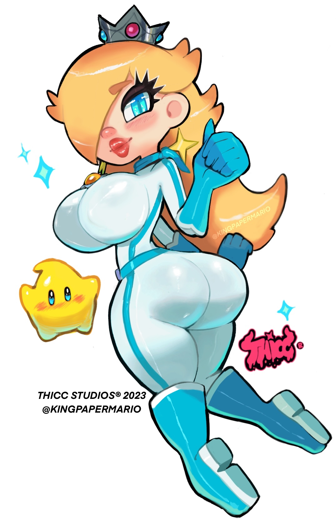 1girls, 2020s, 2023, 5 fingers, ass, big ass, big breasts, big butt, biker clothes, biker girl, blonde hair, blue bodysuit, blue eyes, bodysuit, breasts, crown, curvaceous, curvy, curvy body, curvy figure, female only, kingpapermario, long hair, long hair female, luma, mario (series), mario kart, motorcycle suit, nintendo, princess, princess rosalina, princess rosalina (aero), solo, solo female, solo focus, thick thighs, thighs