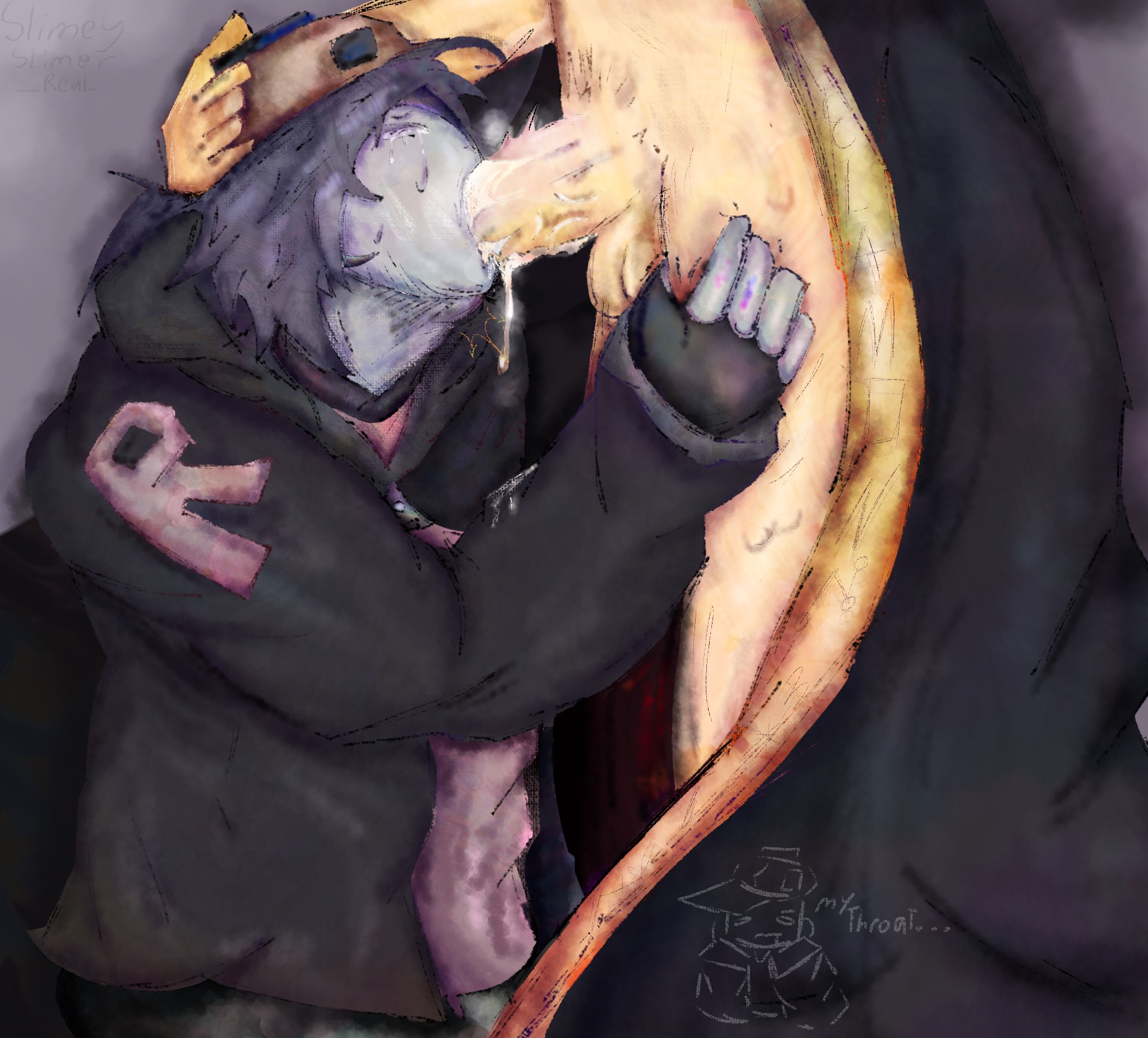 2boys, blowjob, builderman, builderman (forsaken), closed eyes, consensual, crying, cum, cum in mouth, dripping cum, forsaken (roblox), gay, grabbing head, grabbing thigh, ibispaintx, large penis, roblox, roblox game, robloxian, rushed drawing, self upload, shedletsky, shedletsky (forsaken), slimeyslimer, tagme, telamon