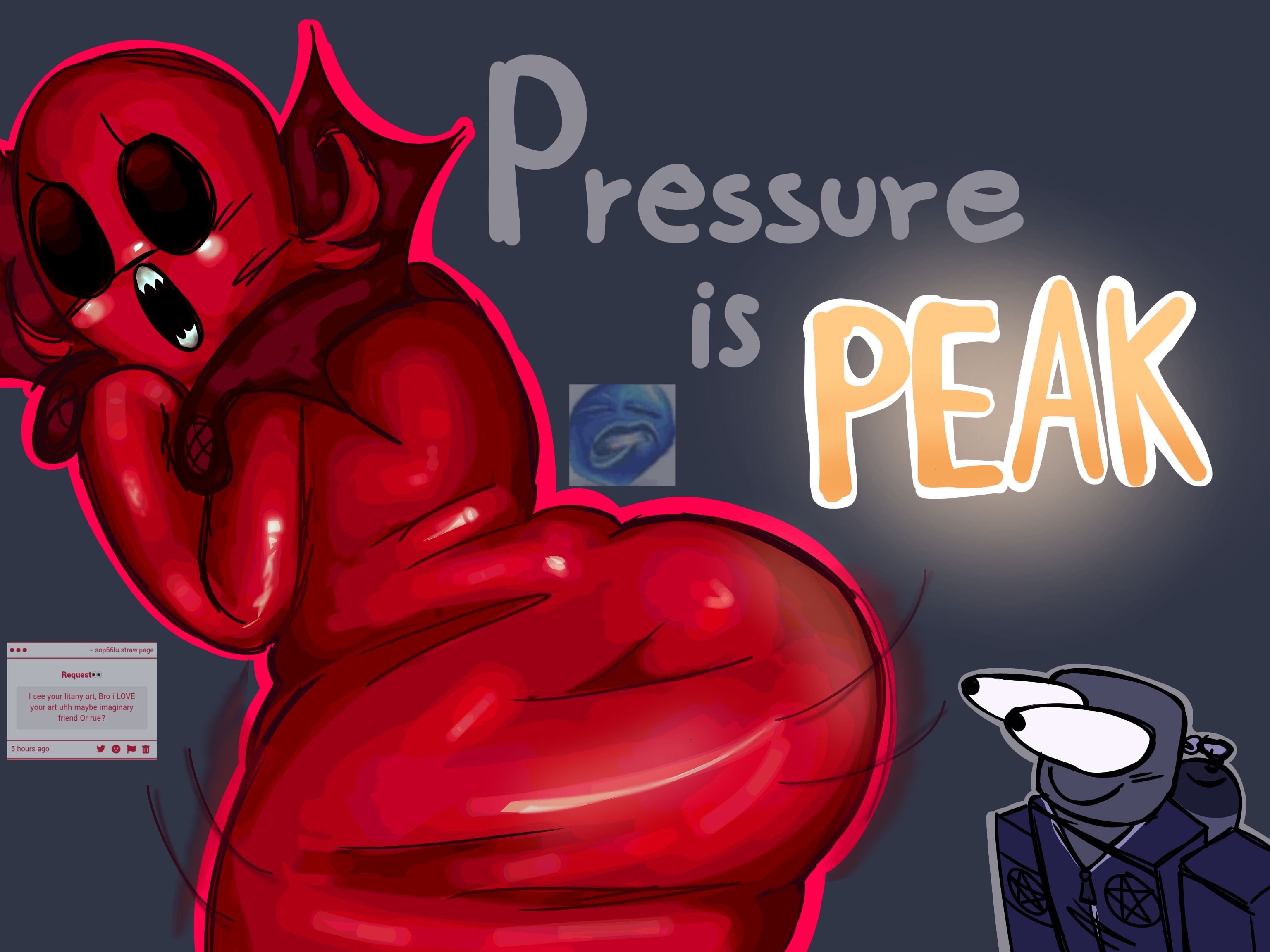 1boy1girl, 1female, 1male, ass, ass focus, big ass, blocky body, expendable (pressure), grey skin, imagen, imaginary friend (pressure), interspecies, meme in the background, non-human, not so imaginary friend (pressure), pressure (roblox), red body, request, requested, requested art, roblox, roblox game, robloxian, self upload, simple background, sop.66, straight, strawpage request, tagme (artist), taller female, text, tiny male, uniform, view from back, viewed from behind