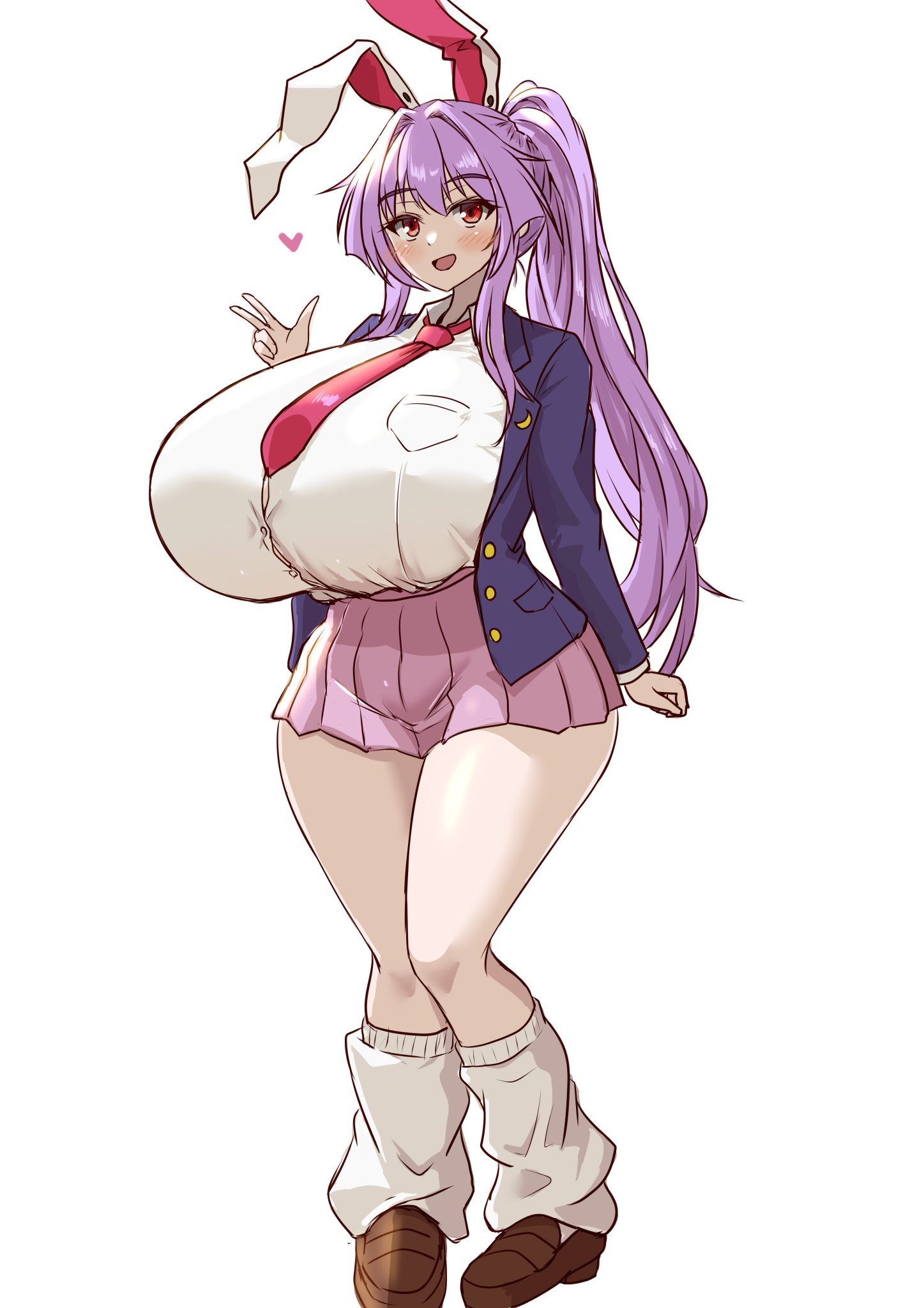 1girls, breasts bigger than head, clothed, female, huge breasts, kahkitimeyear, reisen udongein inaba, sha-pei sahei, solo, touhou
