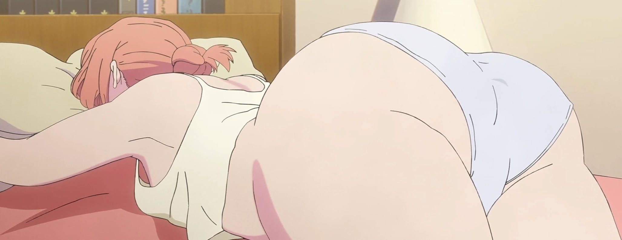 1girls, ass, dat ass, large ass, orange hair, panties, screencap, tatsuki fujimoto, thick thighs, thighs, topwear