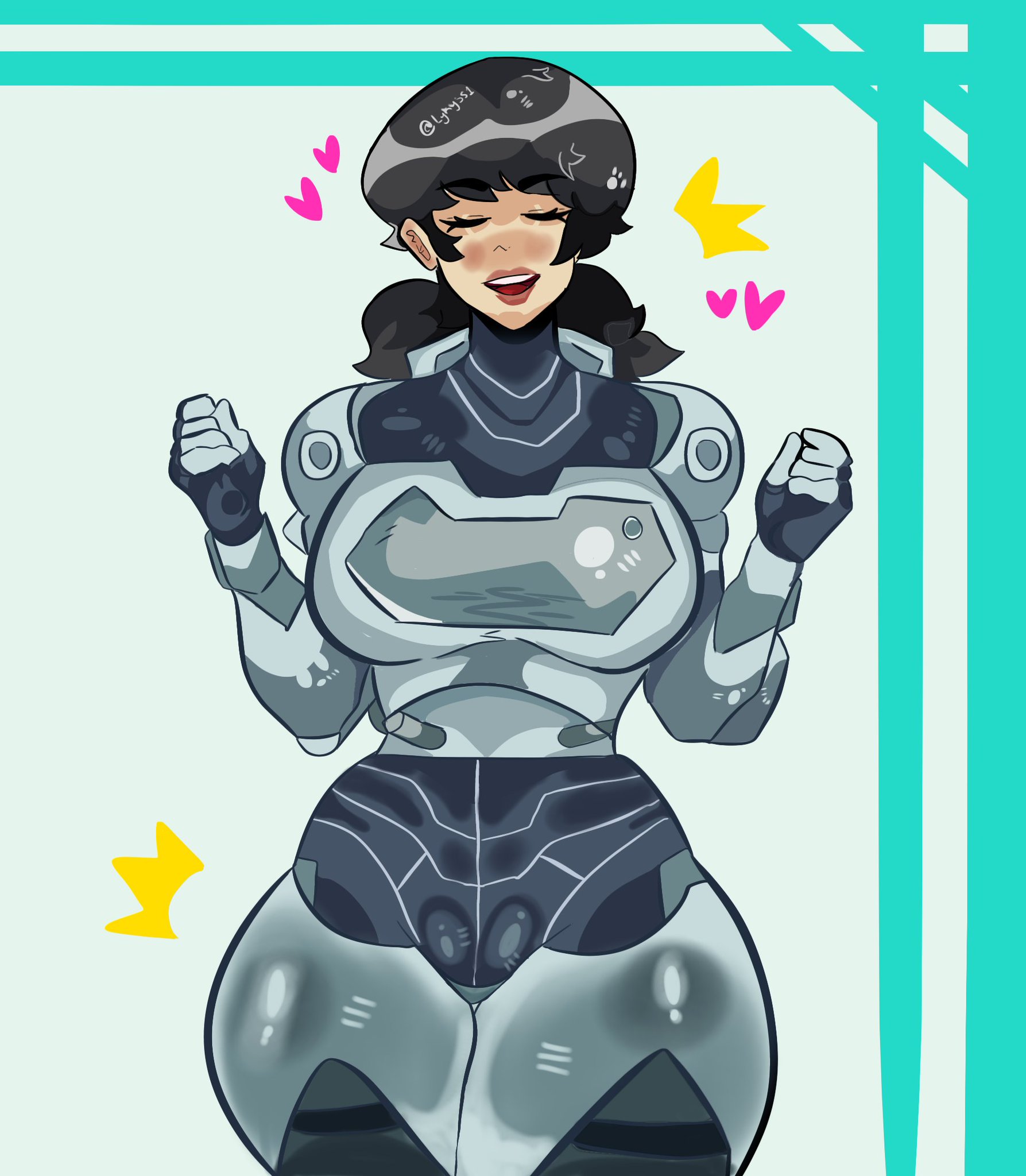 1girls, 2026, 2d, 2d (artwork), alternate body type, armor, armored female, big breasts, black hair, bodysuit, cameltoe, cute, female, female only, hair, invincible, invincible (tv series), lykyss1, tech jacket, tech jacket (zoe thompson), thick thighs, tight clothing, wide hips