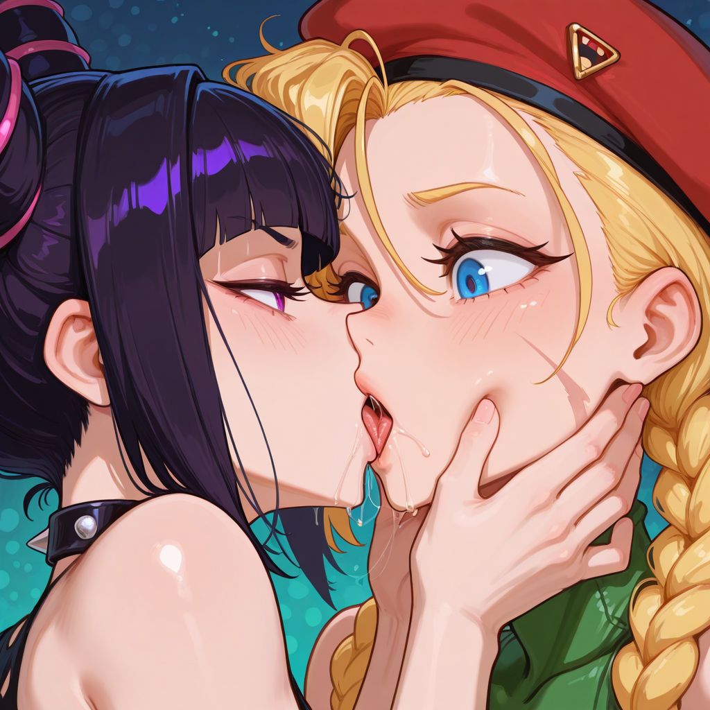 2girls, ai generated, cammy white, female, female only, juri han, kissing, lesbian kiss, light skin, light-skinned female, street fighter, tagme, yuri
