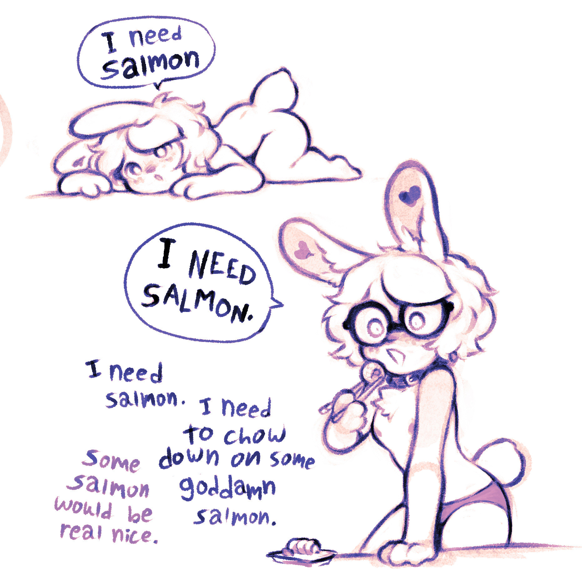 ambiguous gender, anthro, bestfriendforever, bestfriendlewd, besty (character), completely nude, furry, nipple, panties, rabbit, sushi