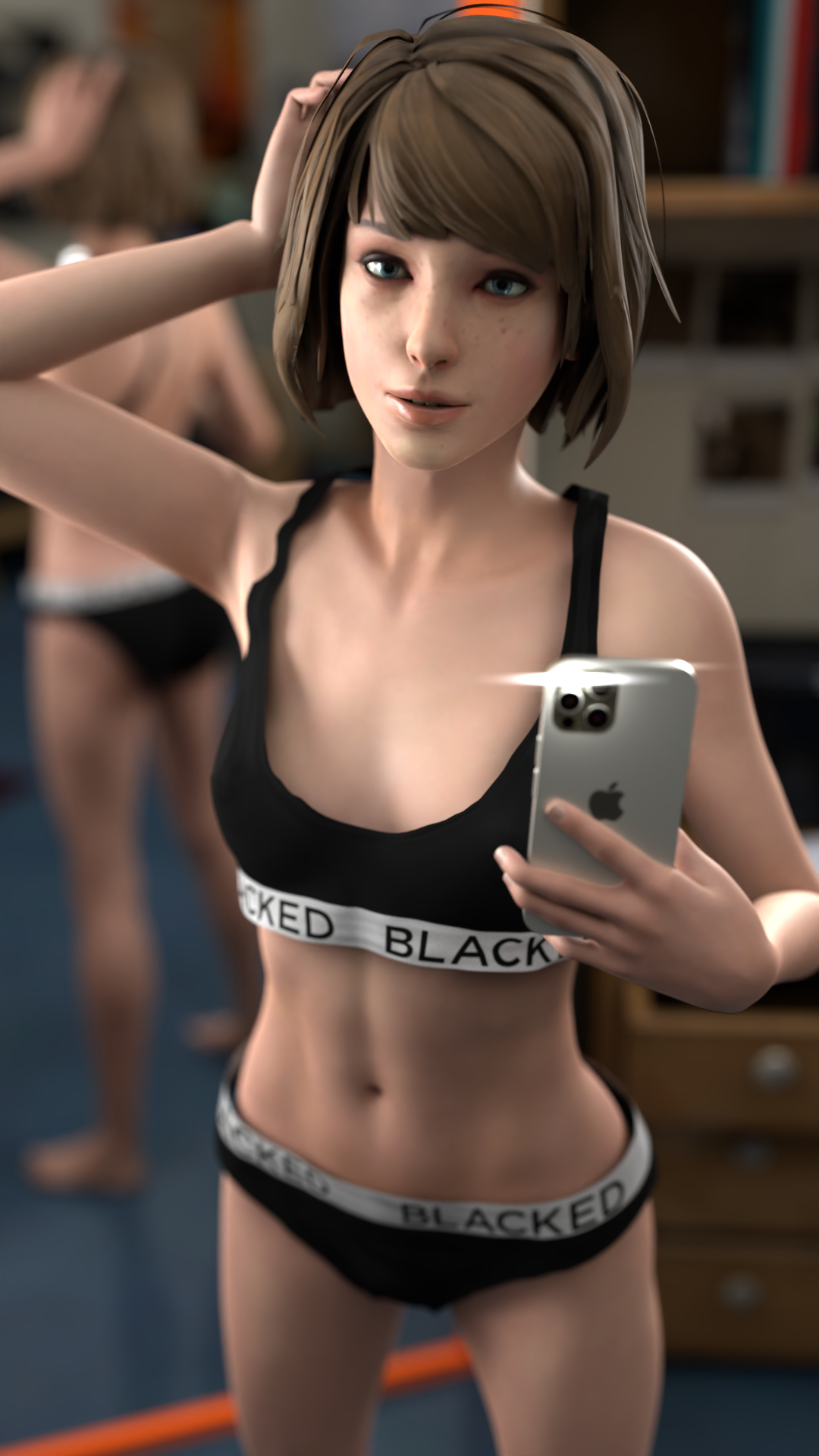 1girls, 3d, blacked, blacked clothing, female, female only, life is strange, max caulfield, panties, phone, selfie, solo, stephanie23
