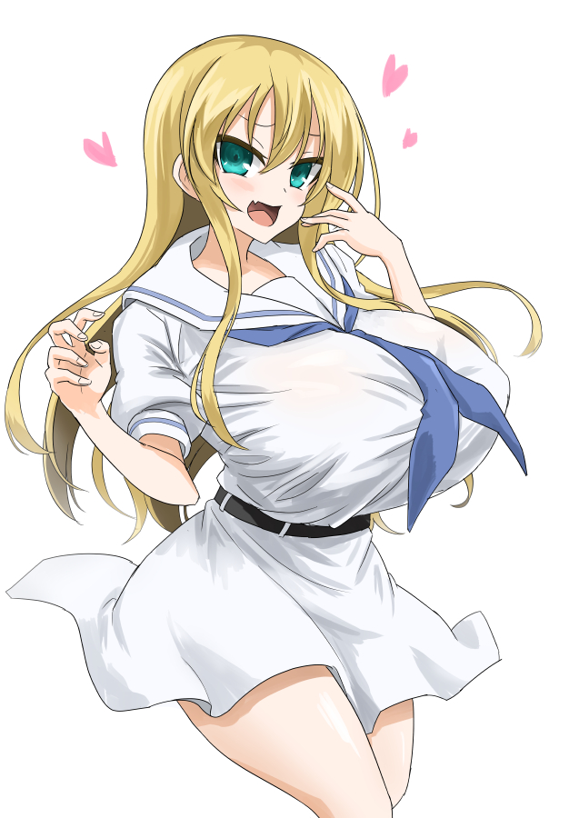 1girls big_breasts blonde_hair green_eyes huge_breasts oohoshi_awai oro_(zetsubou_girl) saki solo solo_female tagme