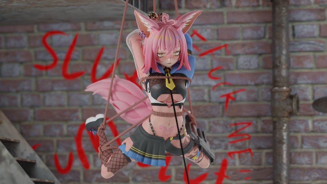 1girls animal_ears animal_tail big_ass big_breasts breasts el_xox fangs gun heart heart-shaped_pupils indie_virtual_youtuber pink_fur pink_hair pubic_hair_peek short_hair solo_female tail tattoo tattoo_on_legs tattooed_arm twitch twitch.tv twitch_thot twitter virtual_youtuber yellow_eyes