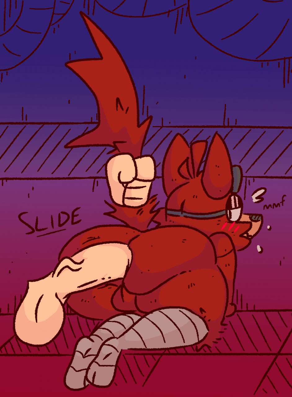anal sex, ass, balls, five nights at freddy's, foxy (fnaf), grabbing tail, male, male only, male/male, qoolguyart
