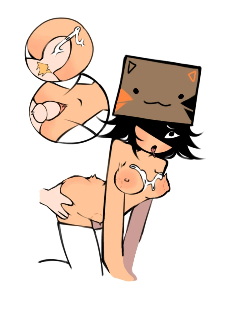 1boy 1boy1girl 1girls :3 ahe_gao black_hair box_on_head cardboard_box cum cum_in_pussy cum_inflation cum_inside cum_on_breasts cumflation cuptoast doggy_style female hickey hickey_marks inflation male minecraft_youtubers naked nude nude_female on_all_fours open_mouth pleasure_face qwouna real_person semen semen_on_breasts sex sex_from_behind shivering thighhighs