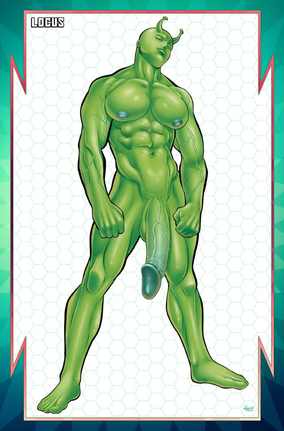 abs alien alien_boy antennae big_penis class_comics green_skin locus male male_focus male_only muscular muscular_male nude patrick_fillion solo veiny_muscles veiny_penis