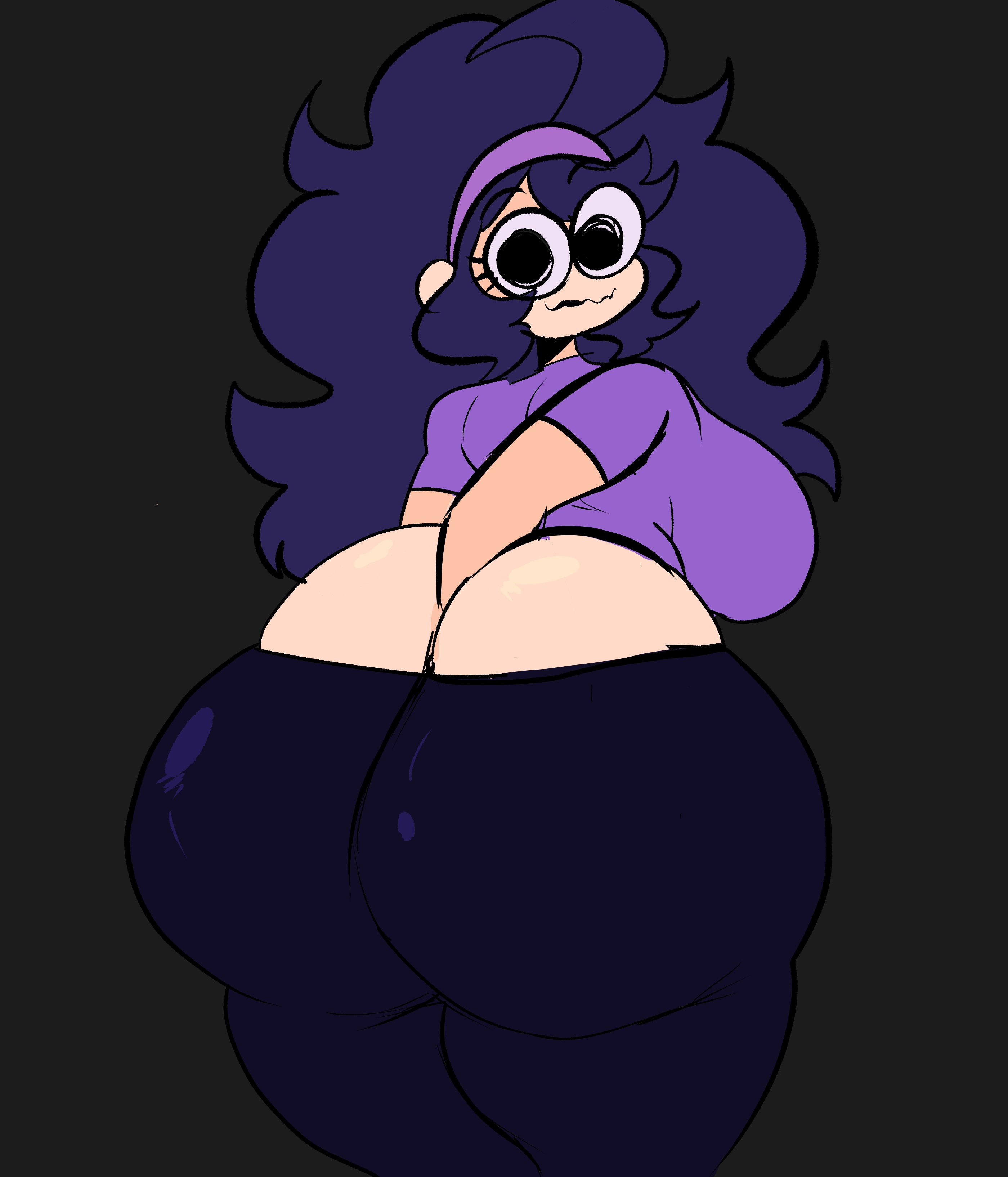 1girls, ass, ass cleavage, ass crack, big ass, big breasts, breasts, bubble ass, bubble butt, butt crack, butt digging, clothing, cute, digging up in they ass, fat ass, female, female only, hex maniac, huge ass, lemonadepikachu, looking at viewer, looking back, looking for something, nintendo, pokemon, pokemon xy, purple hair, reaching back, sideboob, solo, thick thighs, wide hips