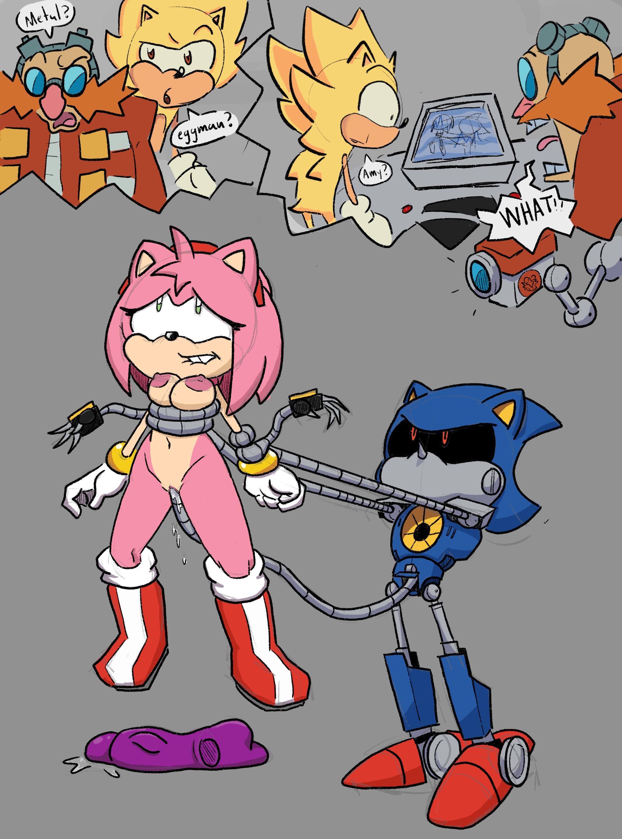 amy rose, dr robotnik, dr. eggman, exposed torso, female, footwear, handwear, humanoid, male, male/female, metal sonic, robot, sonic (series), sonic the hedgehog, sonic the hedgehog (series), straight, straight sex, tentacle
