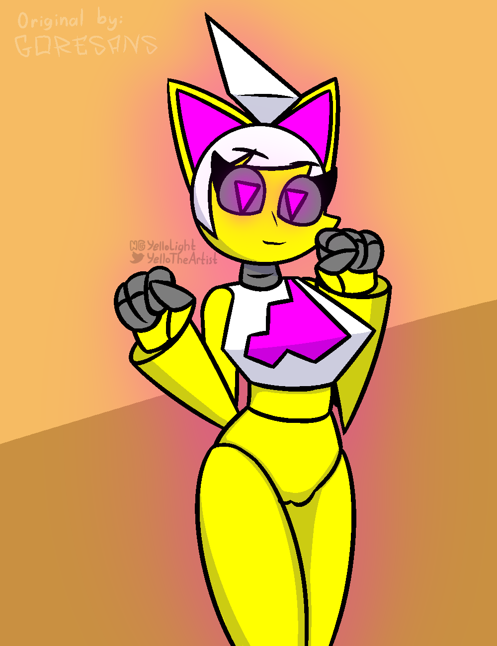 1girls female_focus female_only geometry_dash remake robot robot_girl triangle_eyes trianna_(yellolight) yellolight