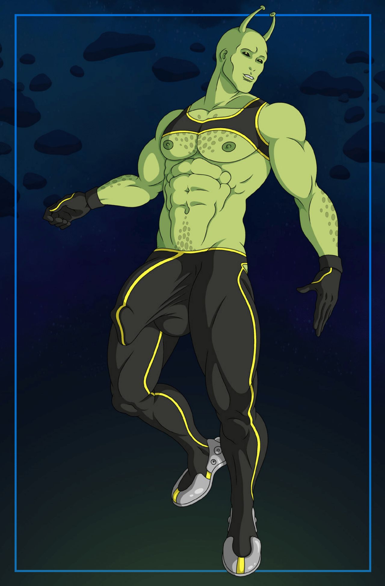 abs alexander_gay_art alien antennae big_penis class_comics gay green_skin locus male male_focus male_only muscle veiny_penis