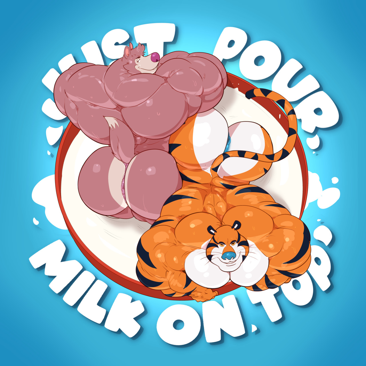abs, anthro, ass, ass focus, ass up, biceps, big ass, bodybuilder, canid, canine, canis, chip the wolf, cookie crisp, frosted flakes, furry, furry only, hyper muscles, kellogg's, looking at viewer, male, male focus, male only, muscles, muscular, muscular arms, muscular ass, muscular back, muscular legs, muscular male, muscular thighs, nipples, partially submerged, pecs, penis, presenting anus, presenting ass, tony the tiger, veins, veiny penis, whatinsomnia, wolf