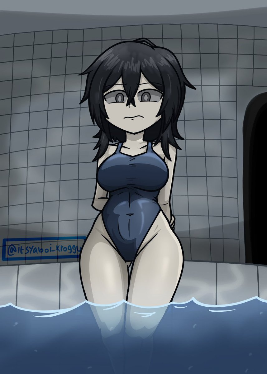 1girl, backrooms, breasts, itsyaboi kroggu, looping the rooms (vocaloid), pool, poolrooms, swimsuit, tagme, water