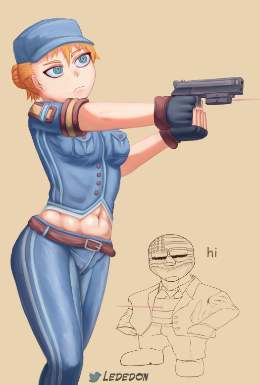 1girls abs blonde_hair bondage busty female lededon muscular payday_2 police thick_thighs thighs