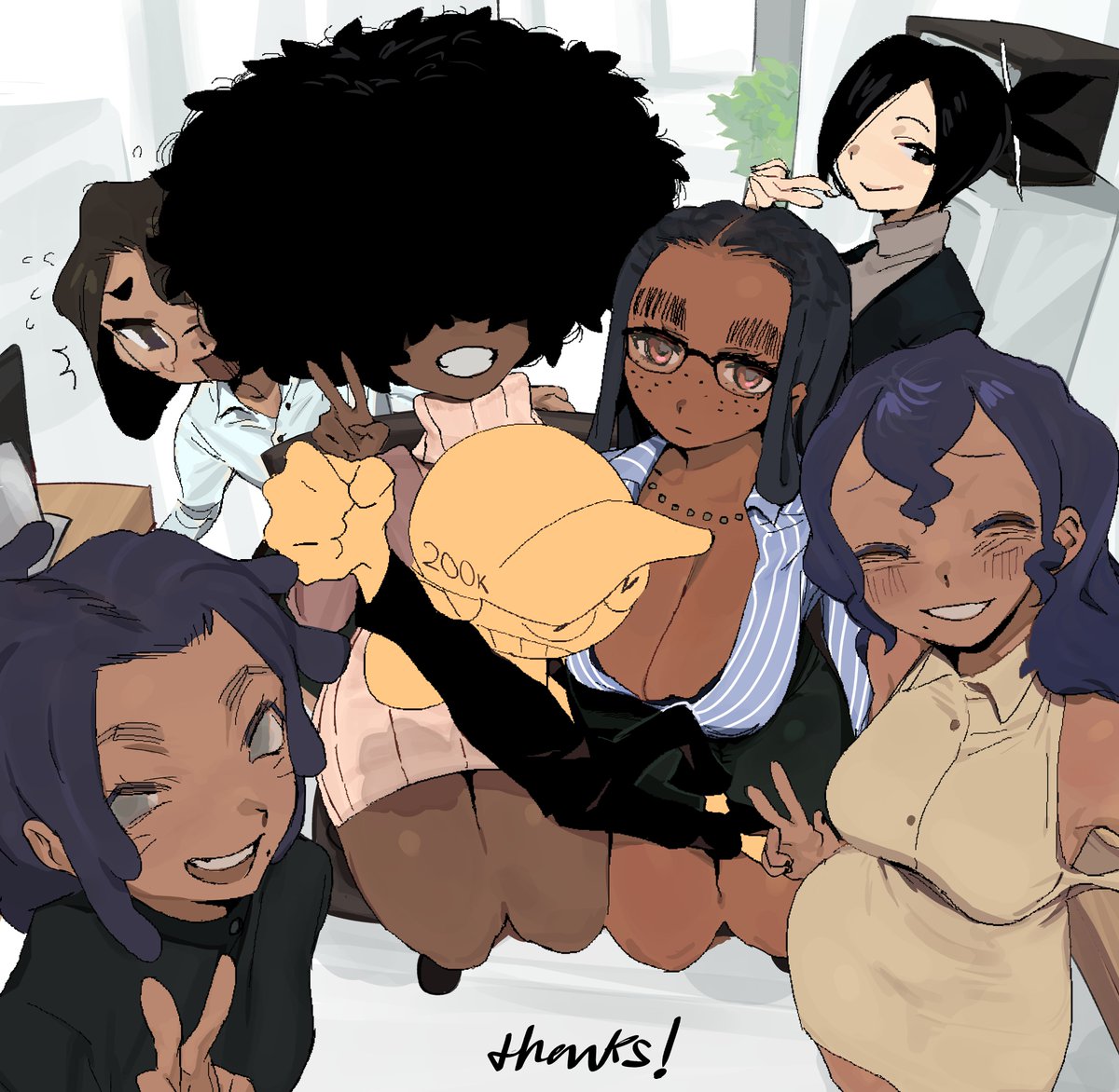 6girls adri_(whoopsatro) ava_(whoopsatro) big_breasts black_hair breasts brown_hair dark-skinned_female dark_hair female gigi_(whoopsatro) li_(whoopsatro) multiple_girls rory_(whoopsatro) tagme viv_(whoopsatro) whoopsatro