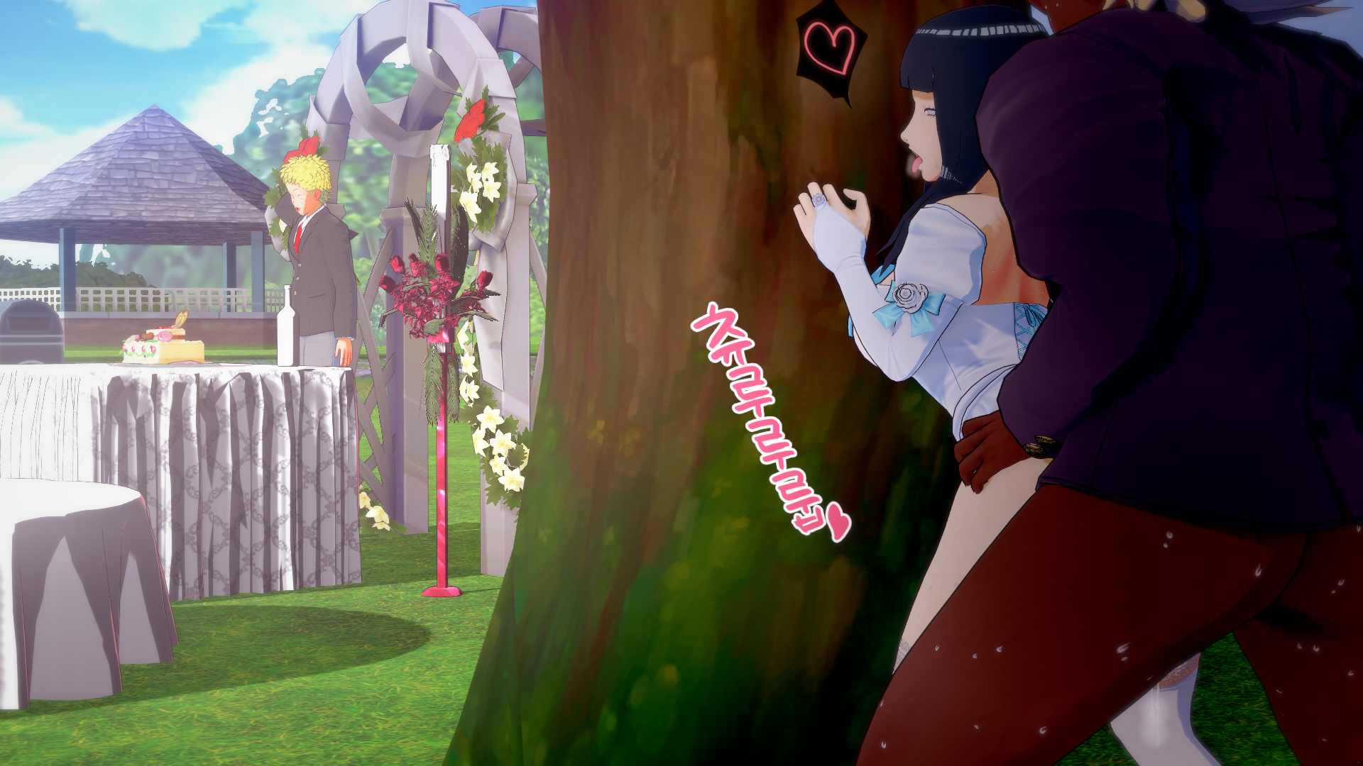 3d, cheating, cheating on wedding day, cheating wife, cuckold, dark skin, dark-skinned male, female, hyuuga hinata, interracial, koikatsu, mainhentai, male, naruto, naruto (series), netorare, ntr, outdoor sex, outdoors, raikage, uzumaki hinata, uzumaki naruto, wedding, wedding dress