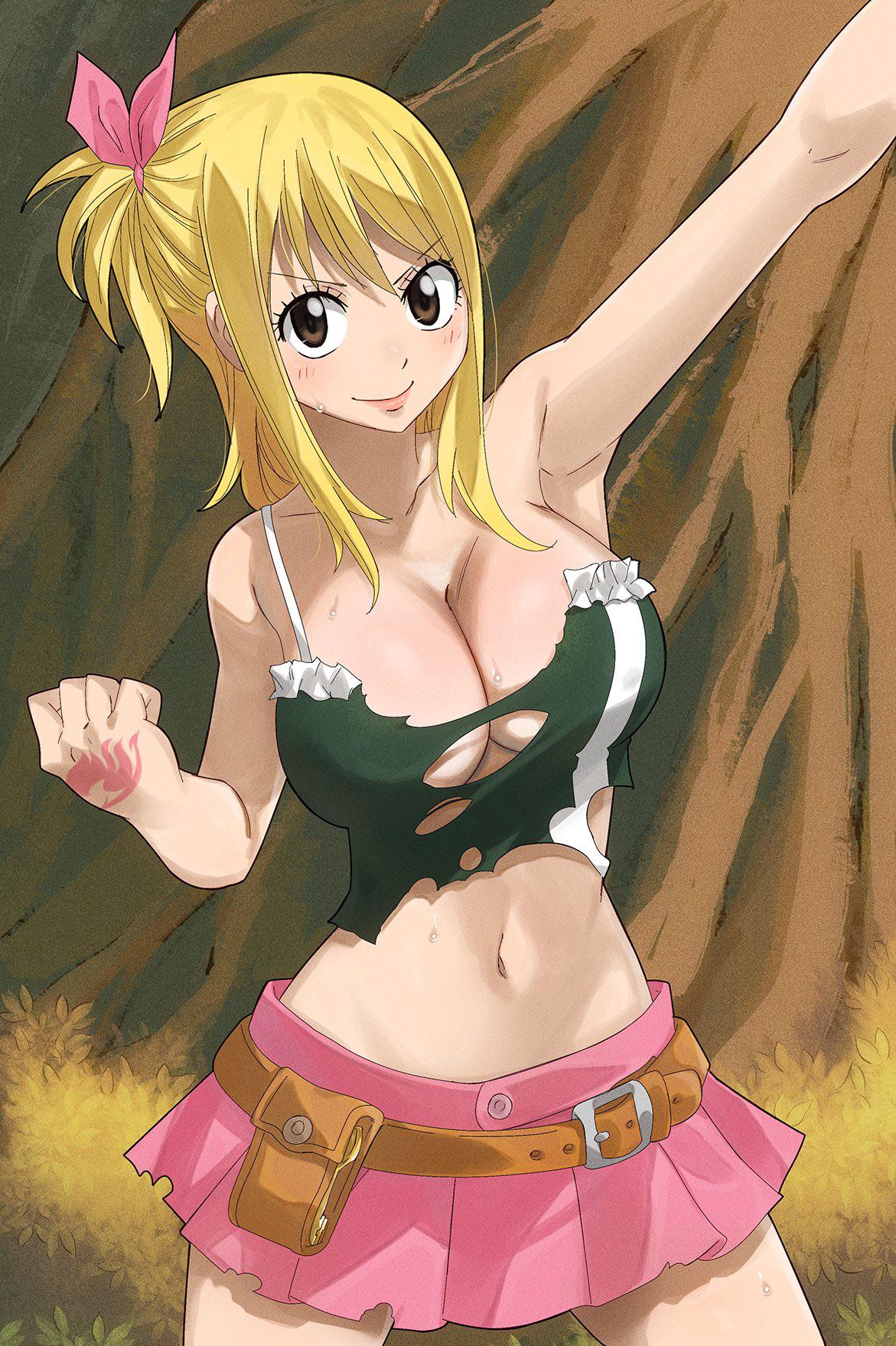 1girls big_breasts blonde_female damaged_clothes fairy_tail gaston18 huge_breasts large_breasts lucy_heartfilia yellow_hair