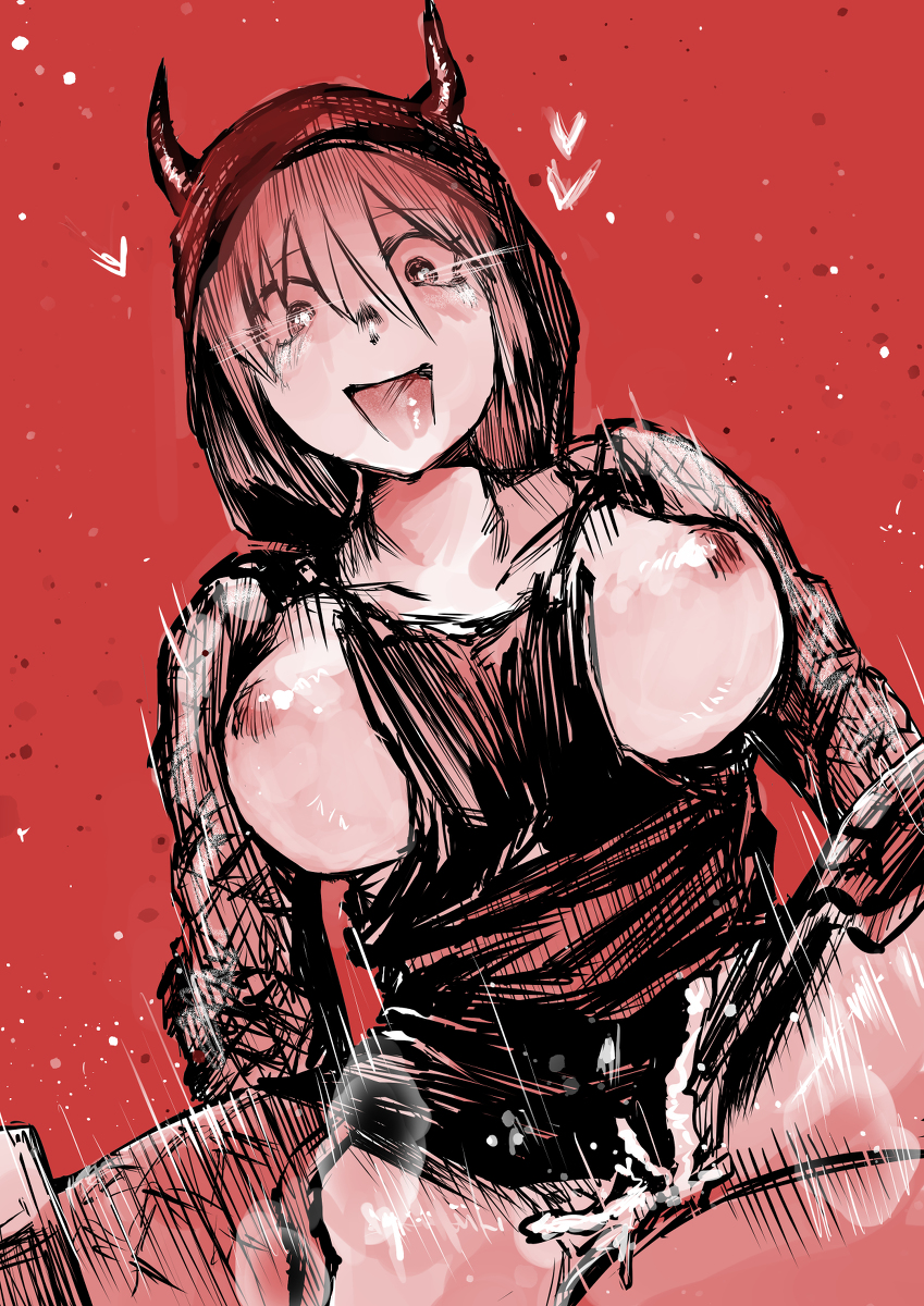 1girls, ahe gao, blonde hair, breasts, cum, cum in pussy, cum inside, dorohedoro, female, horns, large breasts, muscular, muscular female, nikaidou (dorohedoro), pussy