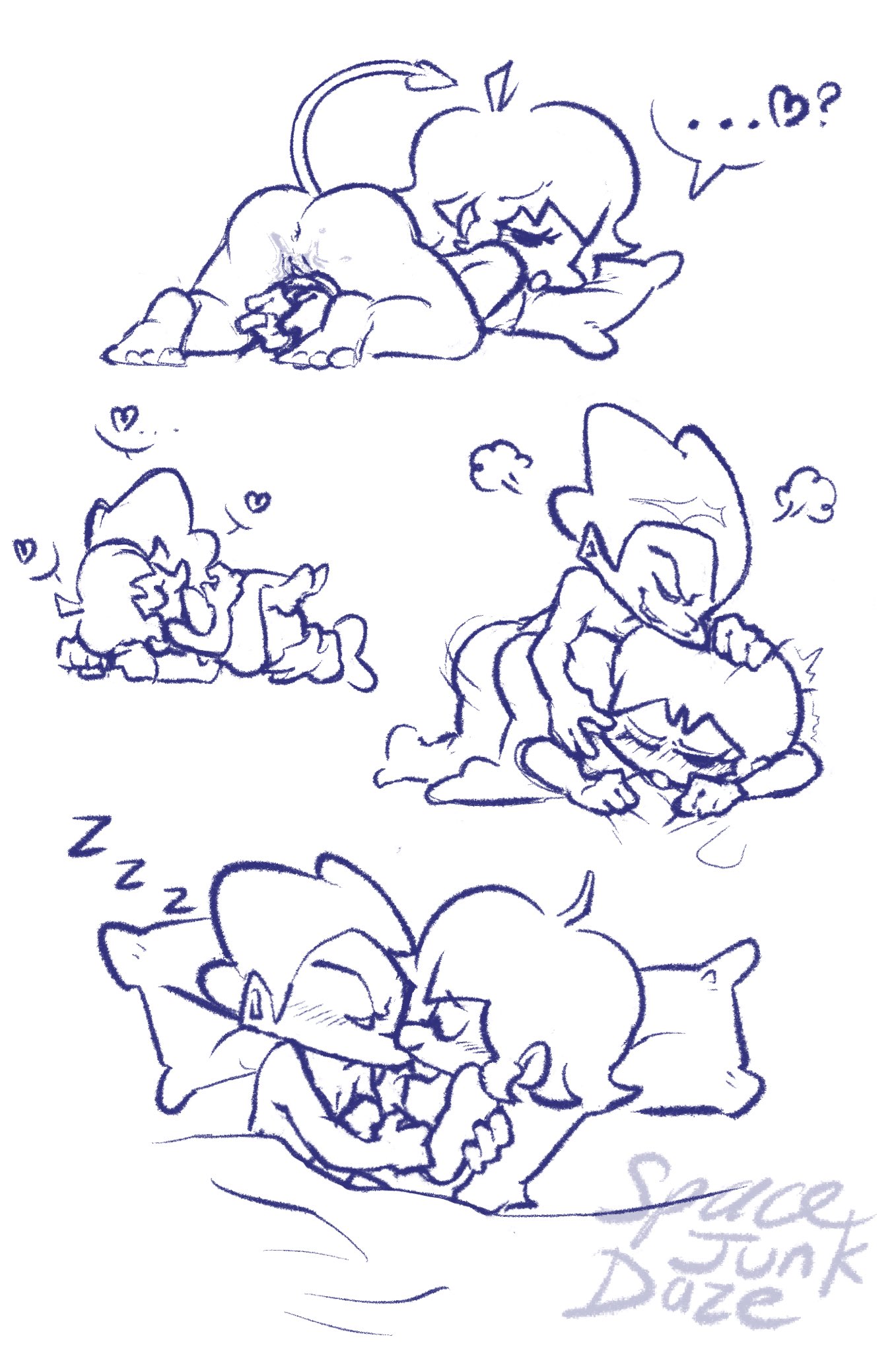?, ..., 1boy, 1girls, anus, ass, blush, bound, cheating, cheating girlfriend, cuckold, demon tail, doggy style, eyes closed, feet, female, friday night funkin, gagged, girlfriend (friday night funkin), heart, male, monochrome, nnovasaur (artist), ntr, pico (newgrounds), pico's school, pillow, pussy, pussy juice, sex, sleeping, straight, tail, talontavern, zzz