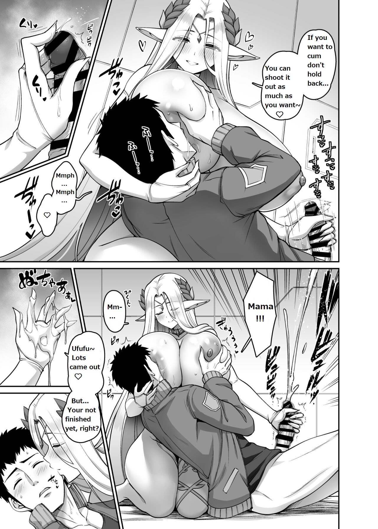 bimbo, breast grab, breasts, celestia (last origin), cerestia of life, comic, female, gigantic breasts, handjob, huge breasts, hyper breasts, kanno takanori, large breasts, last origin, male, monochrome, paizuri, penis, sex, tagme