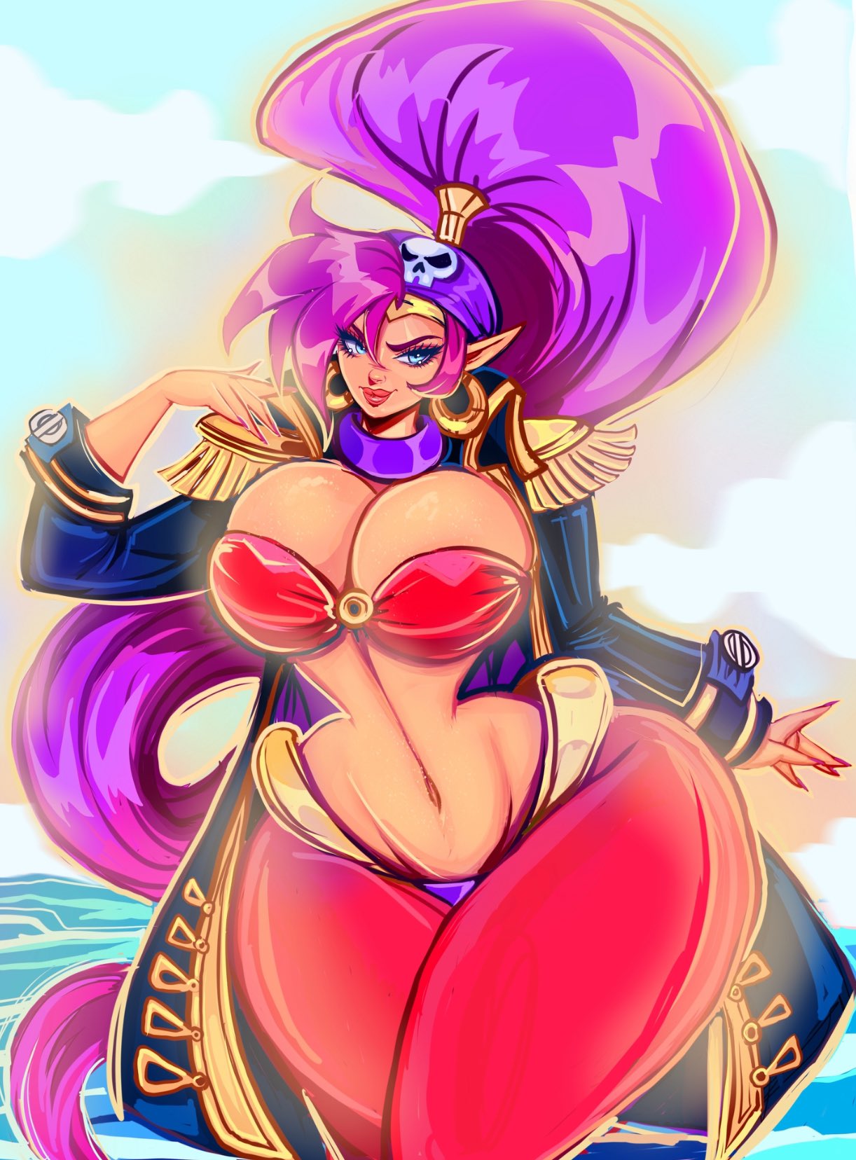 1girls ass big_ass big_breasts breasts curvaceous curvy curvy_figure shantae shantae_(character) solo solo_female theartofmathew thick_thighs