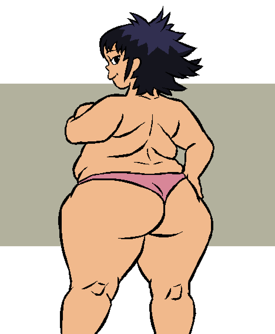 1girls asian ass bbw big_ass bubble_butt fat_ass female female_only gorillaz noodle_(gorillaz) obese obese_female overweight overweight_female panties solo_female woahdangman