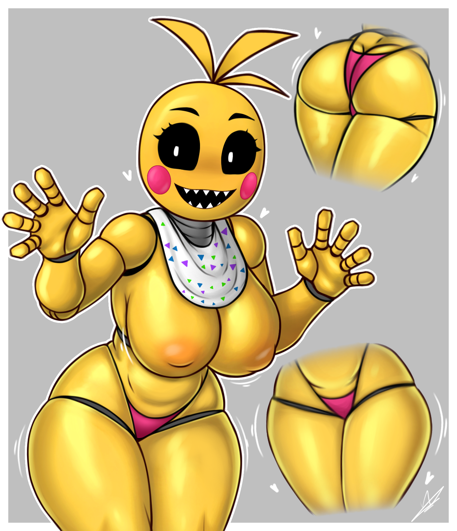 1girls, animatronic, animatronic female, big breasts, breasts, breasts out, chicken, chicken girl, female, five nights at freddy's, five nights at freddy's 2, fnaf, max nzart, robot, robot girl, scottgames, solo, toy chica (fnaf)