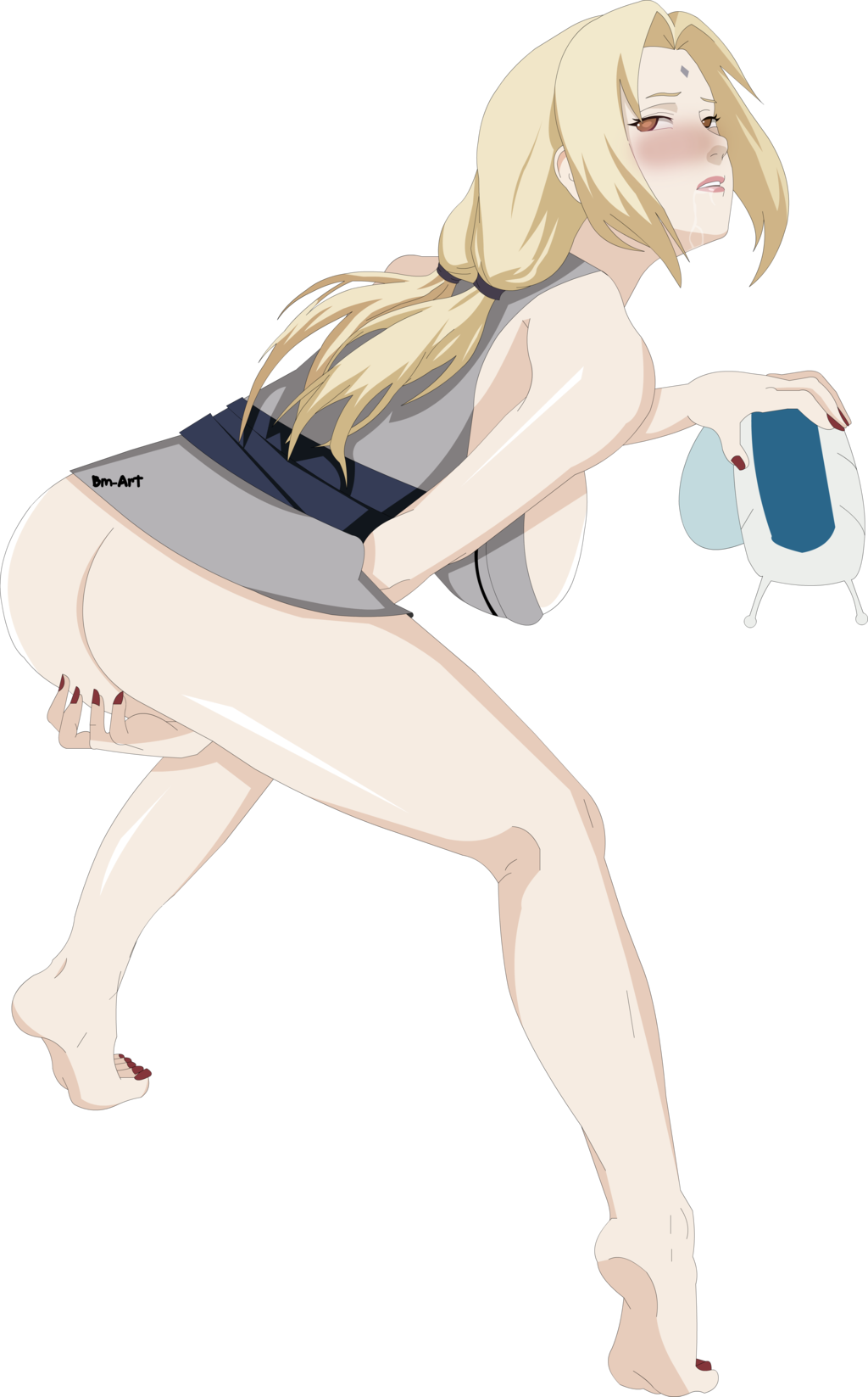 ass blonde_hair bm-art female female_only human naruto no_panties solo tsunade