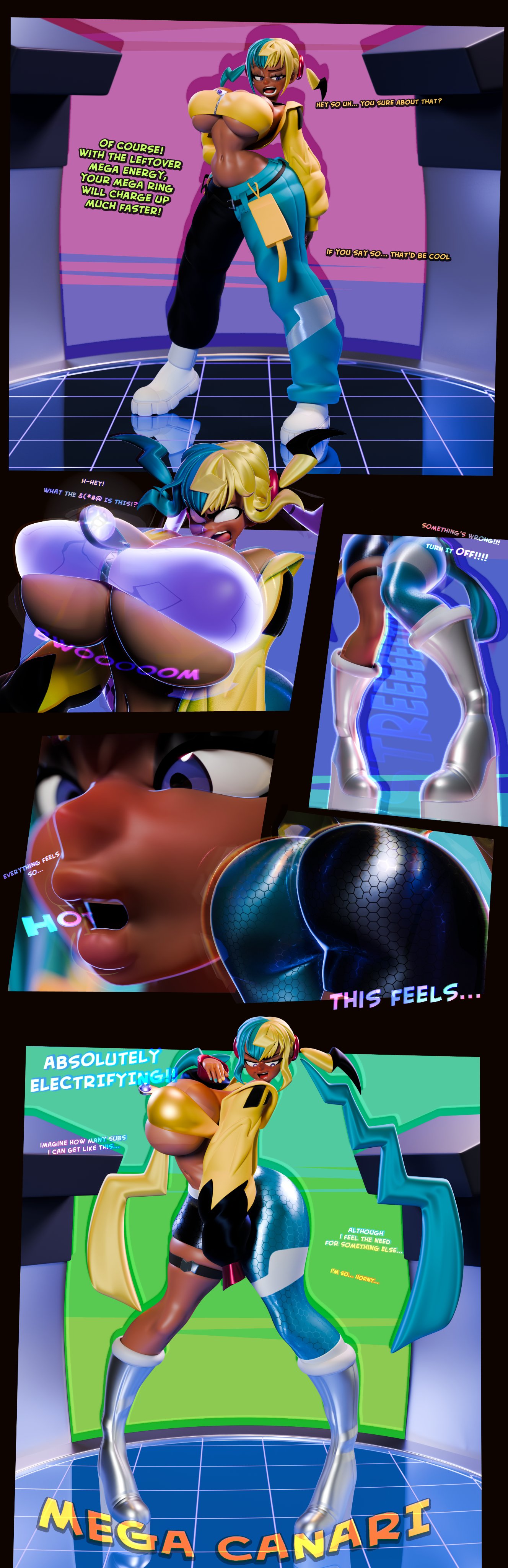 1girls, 3d, 3d (artwork), ass, ass expansion, big ass, big boobs, big breasts, big butt, blue nails, boob expansion, boobs, breast expansion, breasts, butt, butt expansion, canari (pokemon), canary (pokemon), caroo3dsculpts, carro3dsculpts, clothed, clothed female, dark skin, dark-skinned female, female, female focus, female only, growth, growth sequence, large ass, large boobs, large breasts, large butt, mega evolution, nail polish, nintendo, pokemin, pokemon, pokemon legends: z-a, tall female, tall woman, yellow nails