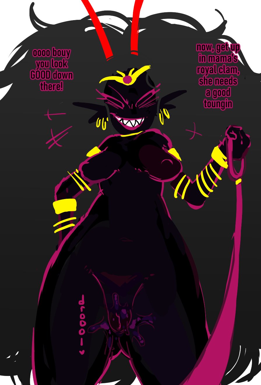 1girls ancestor_(homestuck) ass breasts domination english_text female female_only femdom from_below homestuck kint leash leashed_pov long_hair looking_at_viewer low-angle_view medium_breasts ms_paint_adventures nipples nude onomatopoeia pov pussy solo spelling_error talking_to_viewer text the_condesce very_long_hair wet_pussy