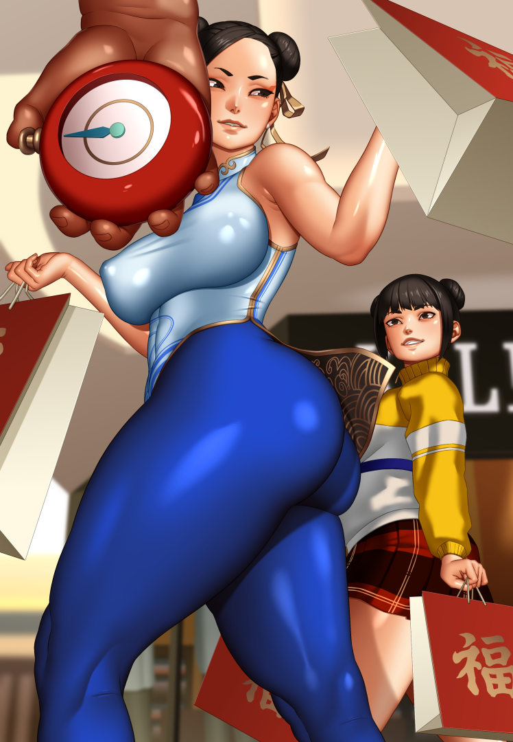 2girls big_breasts bubble_ass bubble_butt chun-li li-fen multiple_girls shiory street_fighter street_fighter_6 time_stop wide_hips wide_thighs