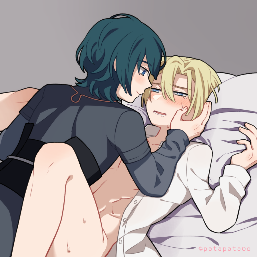 anal anal_sex anal_sex blush blush bottomless bottomless_male byleth_(fire_emblem) byleth_(fire_emblem)_(male) dimitri_alexandre_blaiddyd fire_emblem fire_emblem:_three_houses gay open_shirt patapata0o sex yaoi zozakura