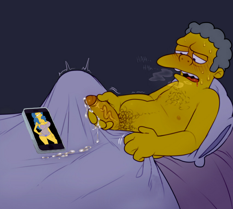 1boy cum cum_tribute fapping male_only marge_simpson masturbation moe_szyslak penis the_simpsons