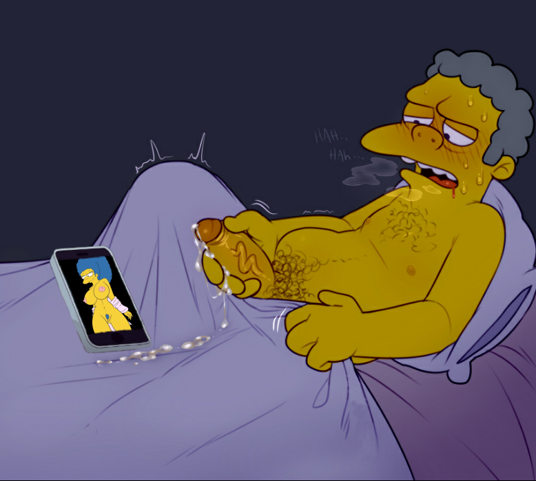 1boy cum cum_tribute fapping male_only marge_simpson masturbation moe_szyslak penis the_simpsons