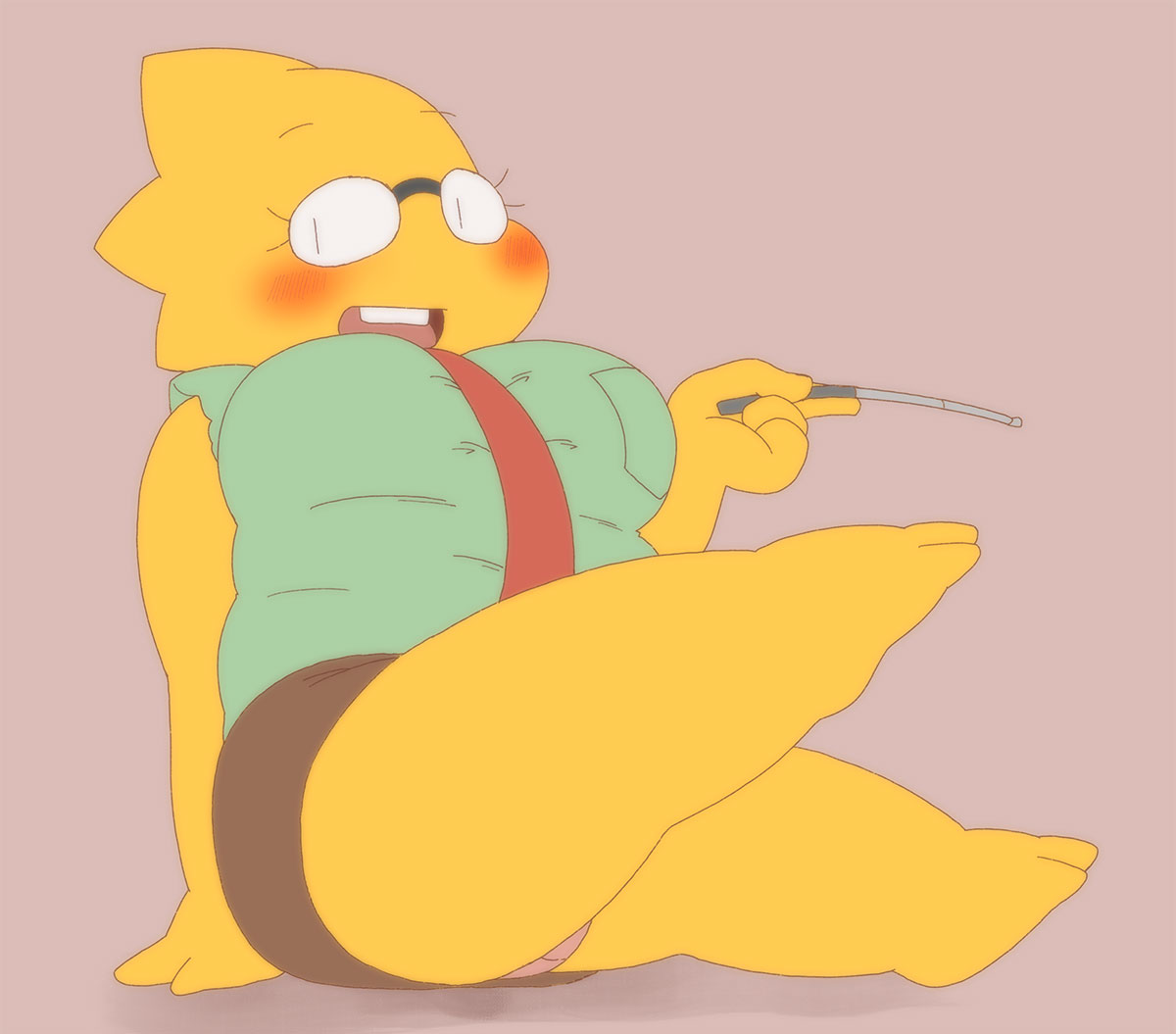 1girls 2d alphys aruput aruput_ut chubby female female_only glasses humanoid lizard_girl lizard_humanoid panties solo tagme undertale undertale_(series) uniform upskirt