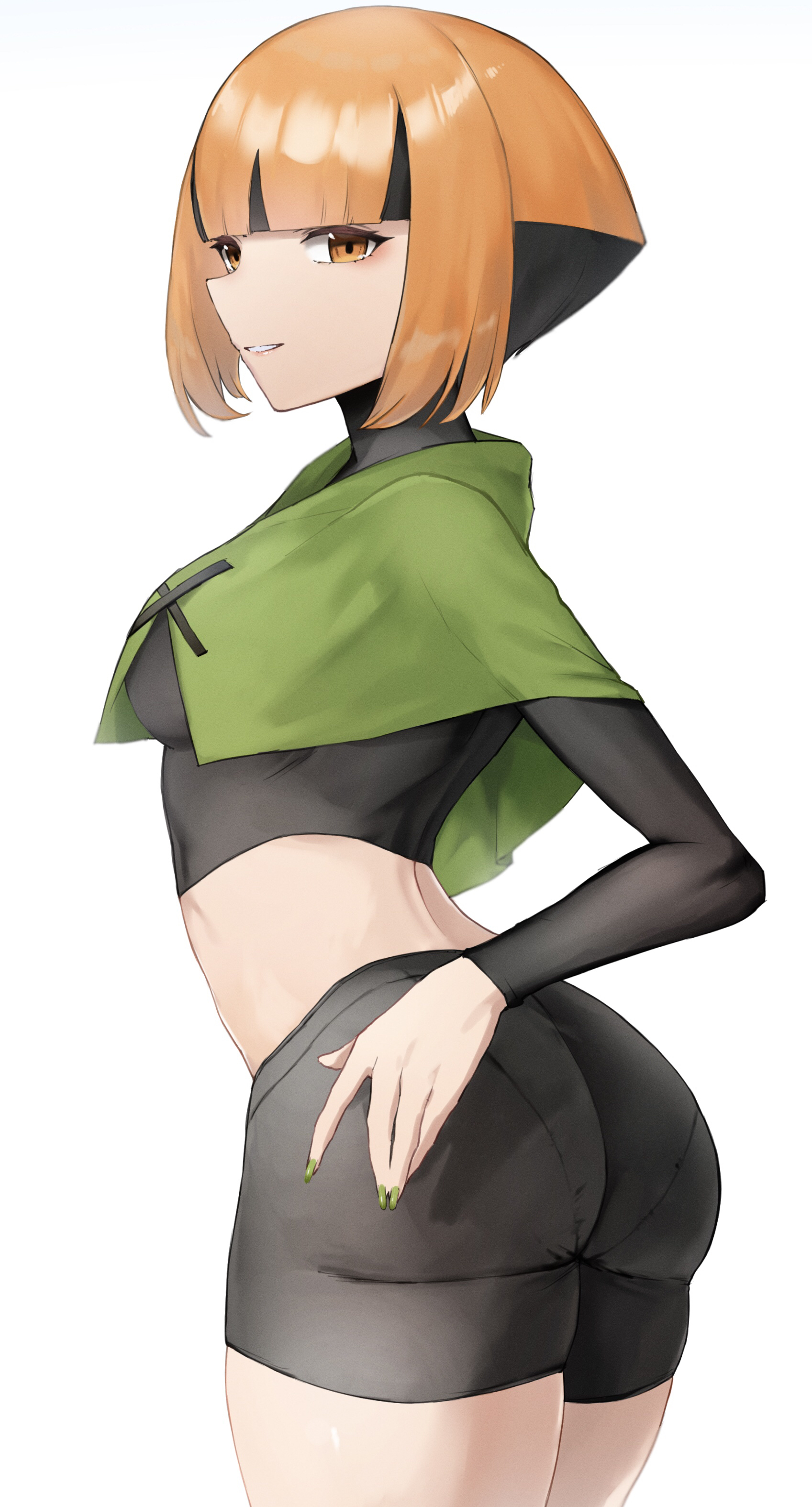 1girls, 2022, absurd res, ass, booty shorts, breasts, brown eyes, brown hair, clothed, clothed female, female, female only, gardenia (pokemon), gym leader, hips, kataku musou, large ass, medium breasts, nintendo, painted nails, pantylines, pokemon, pokemon dppt, shawl, short hair, short shorts, shorts, simple background, slim waist, smile