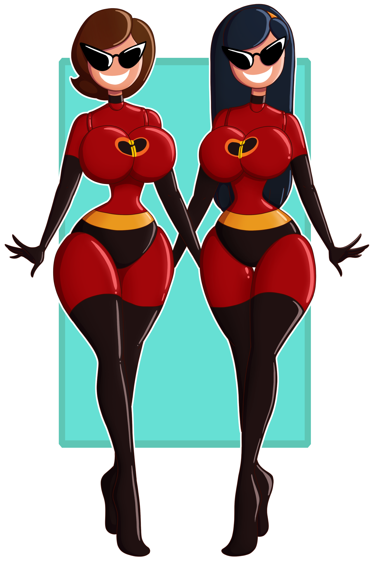 2girls, age progression, alpha channel, alternate breast size, ass, bimbo, bimbofication, blue background, body transformation, breast expansion, breast growth, breast growth (enlargement), breasts, corruption, disney, doll, doll transformation, dollification, elastigirl, fanart, female, female only, figure transformation, for sticker use, helen parr, hourglass figure, huge ass, inanimate, inanimate transformation, knick knack, large ass, large breasts, mature female, milf, mind control, mother and daughter, multiple females, multiple girls, no background, outline, permanent smile, pinup, pixar, png, png conversion, png file, sex doll, sexy, sticker outline, sticker template, stickers, straight hair, sunglasses, sunnification, sunny miami, the incredibles, thick thighs, tinted eyewear, transformation, transparent background, transparent png, violet parr, wide hips, wrenzephyr2