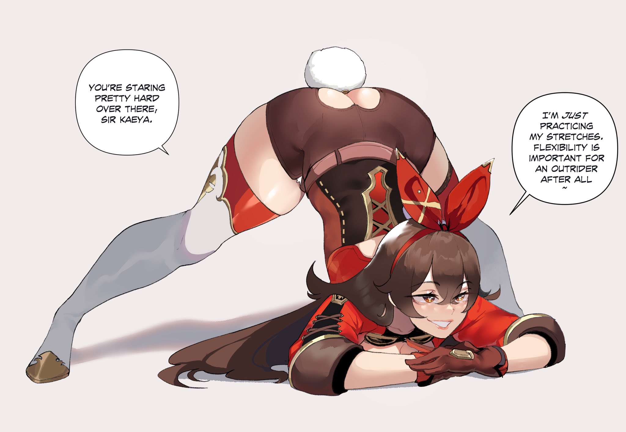 1girls, amber (genshin impact), anal, anal access, anal object insertion, anal only, anal only panties, anal only pants, anal plug, ass, ass cutout, backless panties, boots, bow, brown eyes, brown hair, buttplug, buttplug tail, clothing cutout, english text, female, female only, genshin impact, hair between eyes, hairbow, heart, heart-shaped pupils, highres, jack-o pose, long hair, object insertion, rabbit tail, red bow, sex toy, shorts, smile, solo, speech bubble, symbol-shaped pupils, tail, thiccwithaq, thigh boots, thighhighs, thighs, top-down bottom-up, white background