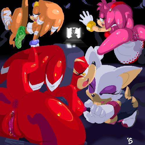 amy_rose bat bottomless fox hotred is_(artist) no_panties older_female pants_down rouge_the_bat seikoseeley servedasis shade_the_echidna sonic_(series) sonic_the_hedgehog_(series) tails tikal_the_echidna younger_male