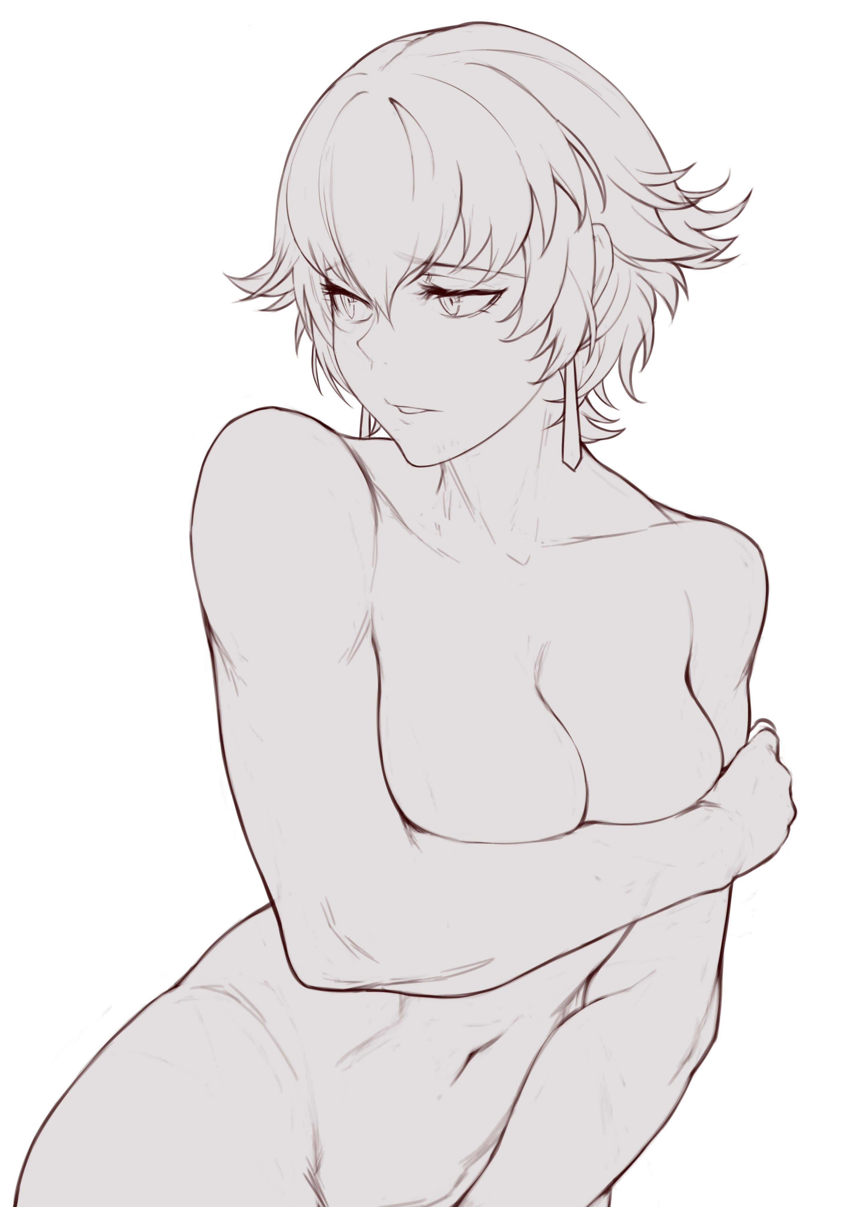 7chewkaesa, belly, belly button, big breasts, breasts, covering breasts, female, fiorayne, large breasts, monster hunter, thick, tomboy, tummy