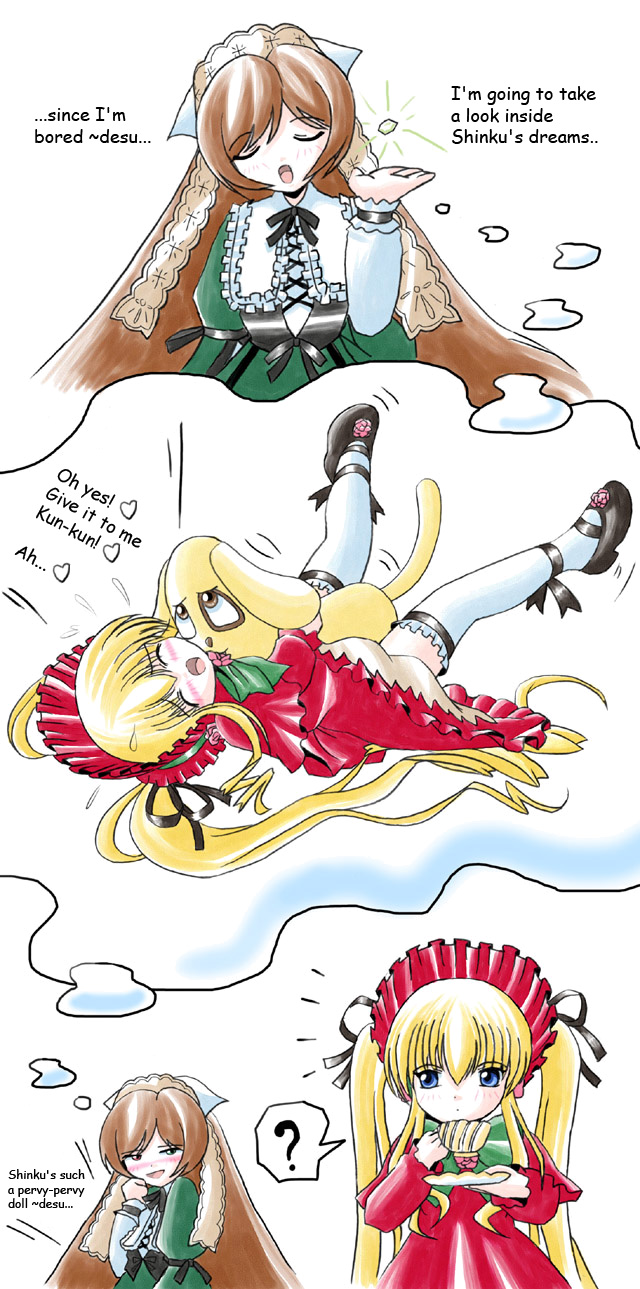 blonde_hair blue_eyes comic english_text hair hard_translated heterochromia highres imai_kazunari kunkun long_hair rozen_maiden sex shinku suiseiseki text tied_hair twintails zoophilia