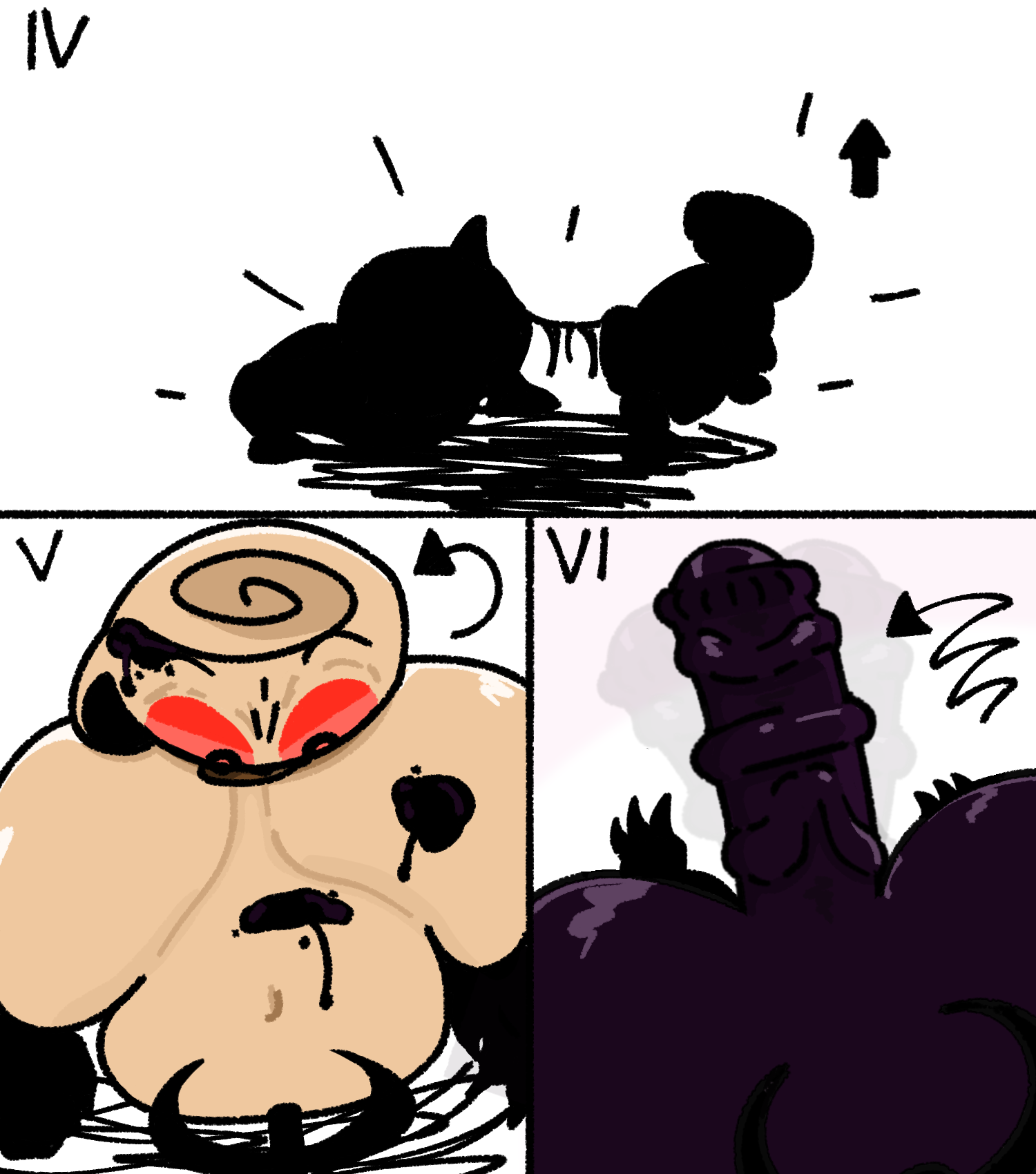animal genitalia, animal penis, asherr, big breasts, big penis, black liquid, blotches, blushcrunch studio, bouncing penis, breasts, claws, dandy's world, equine genitalia, equine penis, for a head, futanari, genitals, glistening, glistening body, growth, gynomorph, hi res, huge breasts, humanoid, ichor, intersex, object head, open mouth, penis, purple body, red eyes, roblox, shelly (dandy's world), solo, staring at penis, surprised face, toon (dandy's world), transformation, twisted shelly (dandy's world), visible ribcage