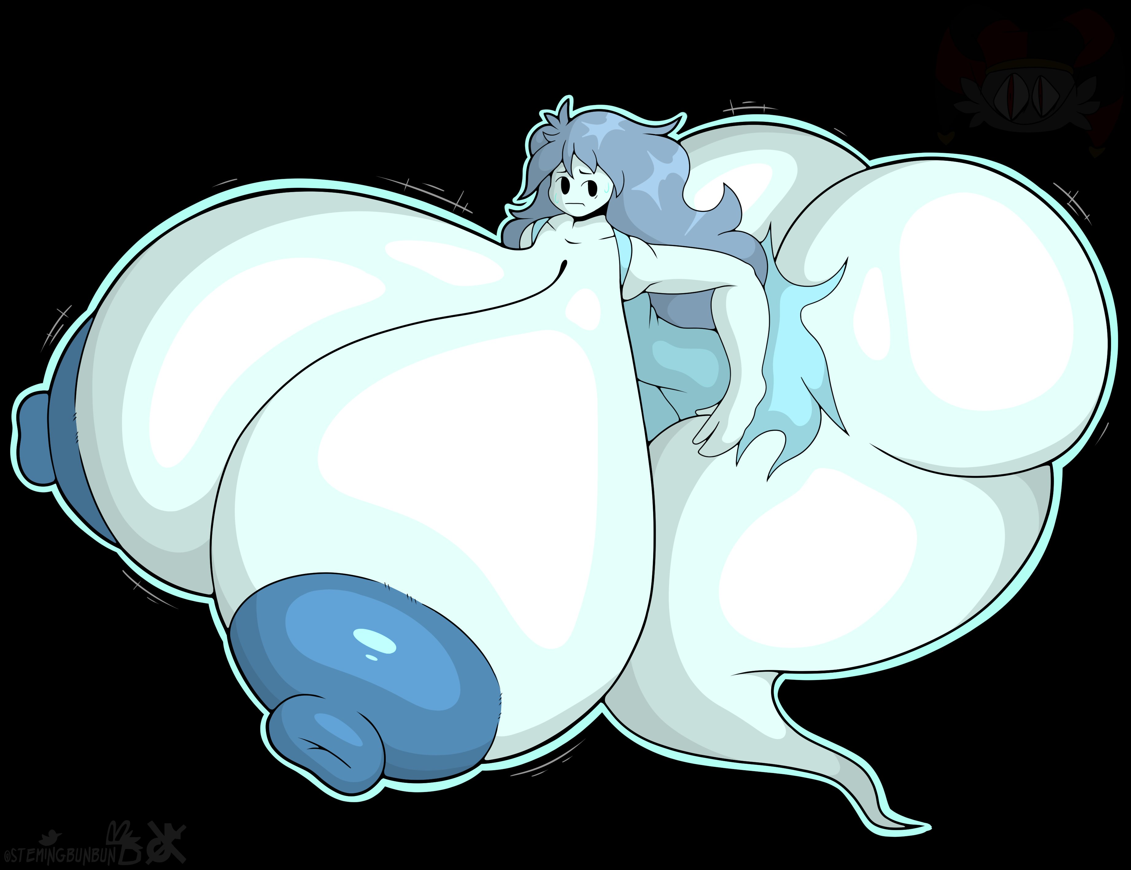 1girls, 2020s, 2025, 2d, 2d (artwork), 2d animation, aged up, big ass, big breasts, big nipples, black background, black eyes, blue hair, blue shirt, blue skin, breasts, female, female only, frown, ghost, ghost girl, ghost tail, gigantic ass, gigantic breasts, halloween, halloween theme, hands on hips, huge ass, huge breasts, huge nipples, hyper, hyper ass, hyper breasts, hyper butt, hyper nipples, hyper thighs, long hair, looking at viewer, monster girl, nipples bigger than head, shaded, sketch, spooky, spooky (shojs), spooky (sjm), spooky's house of jump scares, spooky's jump scare mansion, stemingbunbun, tagme, thicc thighs, thick thighs, useless clothing