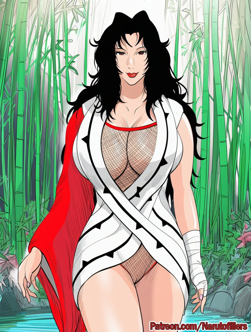 1girls, ai generated, bamboo, bamboo forest, bandage, bandaged arm, bandages, big breasts, black hair, breasts, busty, cleavage, clothed female, dress, eyeshadow, female, female focus, female only, fishnet leotard, fishnet shirt, fishnets, forest, innie pussy, kunoichi, kurenai yuhi, lake, large breasts, leotard, light skin, light-skinned female, lips, lipstick, long hair, looking at viewer, makeup, mature, mature female, milf, naruto, naruto (classic), naruto (series), naruto shippuden, narutofillers, nature, ninja, outdoors, partially submerged, patreon username, pink lips, pink lipstick, pinup, pose, posing, pussy visible through clothes, red eyes, revealing clothes, seducing, seduction, seductive, seductive body, seductive eyes, seductive gaze, seductive look, seductive mouth, seductive pose, seductive smile, see-through, see-through clothing, shounen jump, skimpy, skimpy clothes, solo, solo female, solo focus, standing, url, visible pussy, voluptuous, walking, walking towards viewer, water, watermark, web address, wide hips, yuuhi kurenai