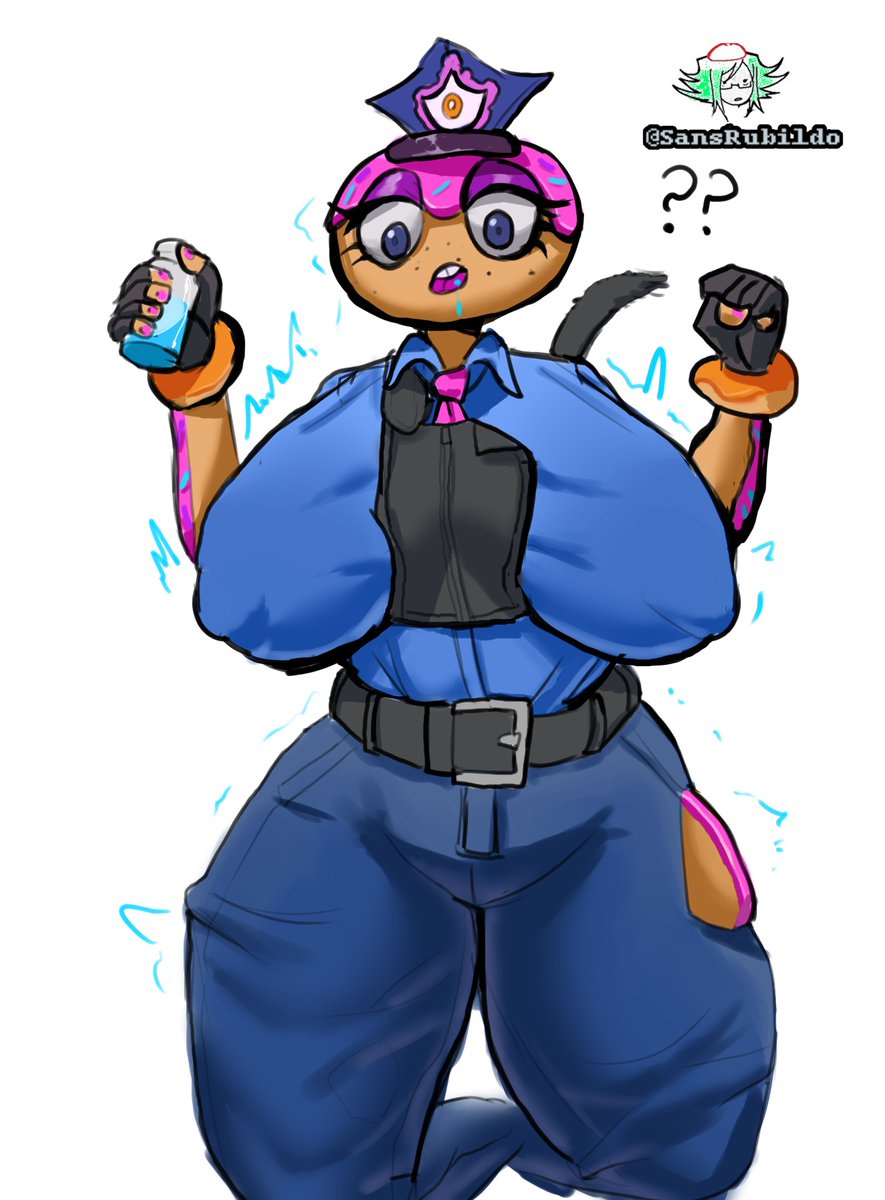 1anthro, 2025, anthro, anthro female, anthro focus, anthro only, big breasts, blue eyes, breast expansion, breasts, breasts bigger than head, buckteeth, clothed, clothed female, clothing, constable sprinkle, cop, dessert, donut, female, female focus, female only, food, food creature, food humanoid, fortnite, fortnite: battle royale, holding object, nipple bulge, no bra, no bra under clothes, object head, sansrubildo, slurp (fortnite), tagme
