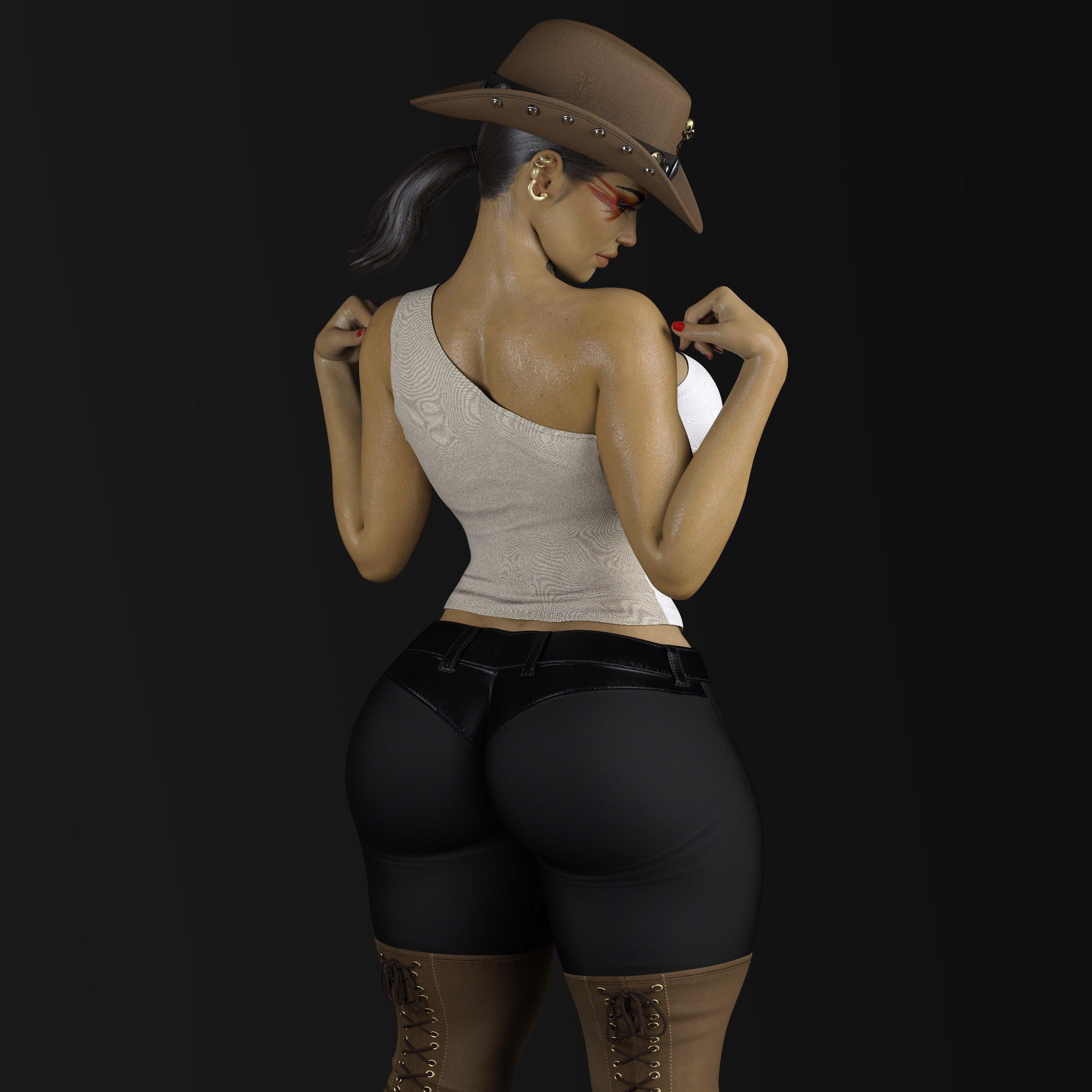 3d, apex legends, ass, big ass, big breasts, breasts, cowboy hat, dark skin, dark-skinned female, female, gm studios, hat, loba (apex legends), respawn entertainment, thick thighs